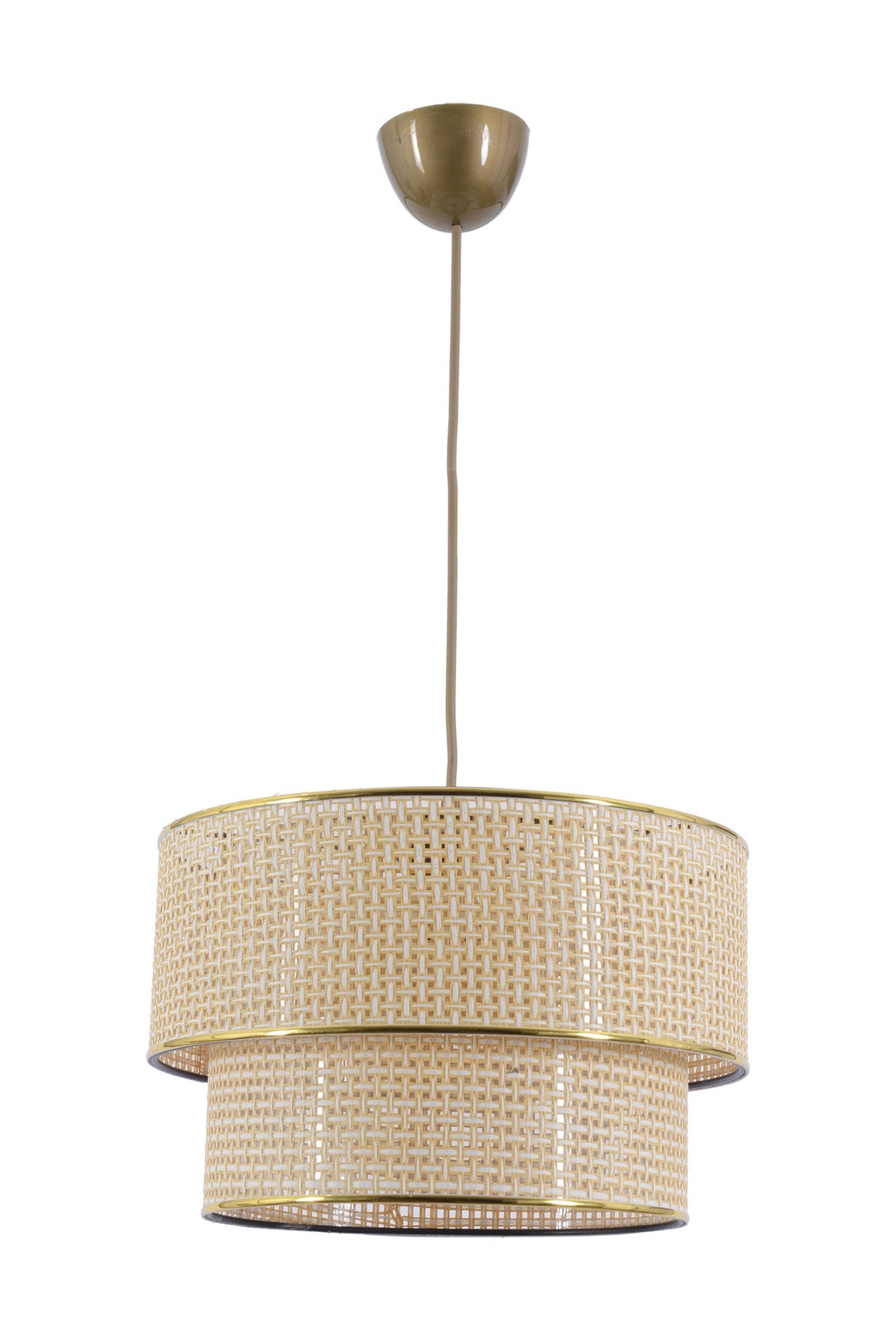 Candeeiro de Teto – 70 cm de Altura – Ecru e Branco – Metal