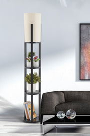 Candeeiro de Pé Elegante – 135 cm de Altura – Preto – Aglomerado e MDF