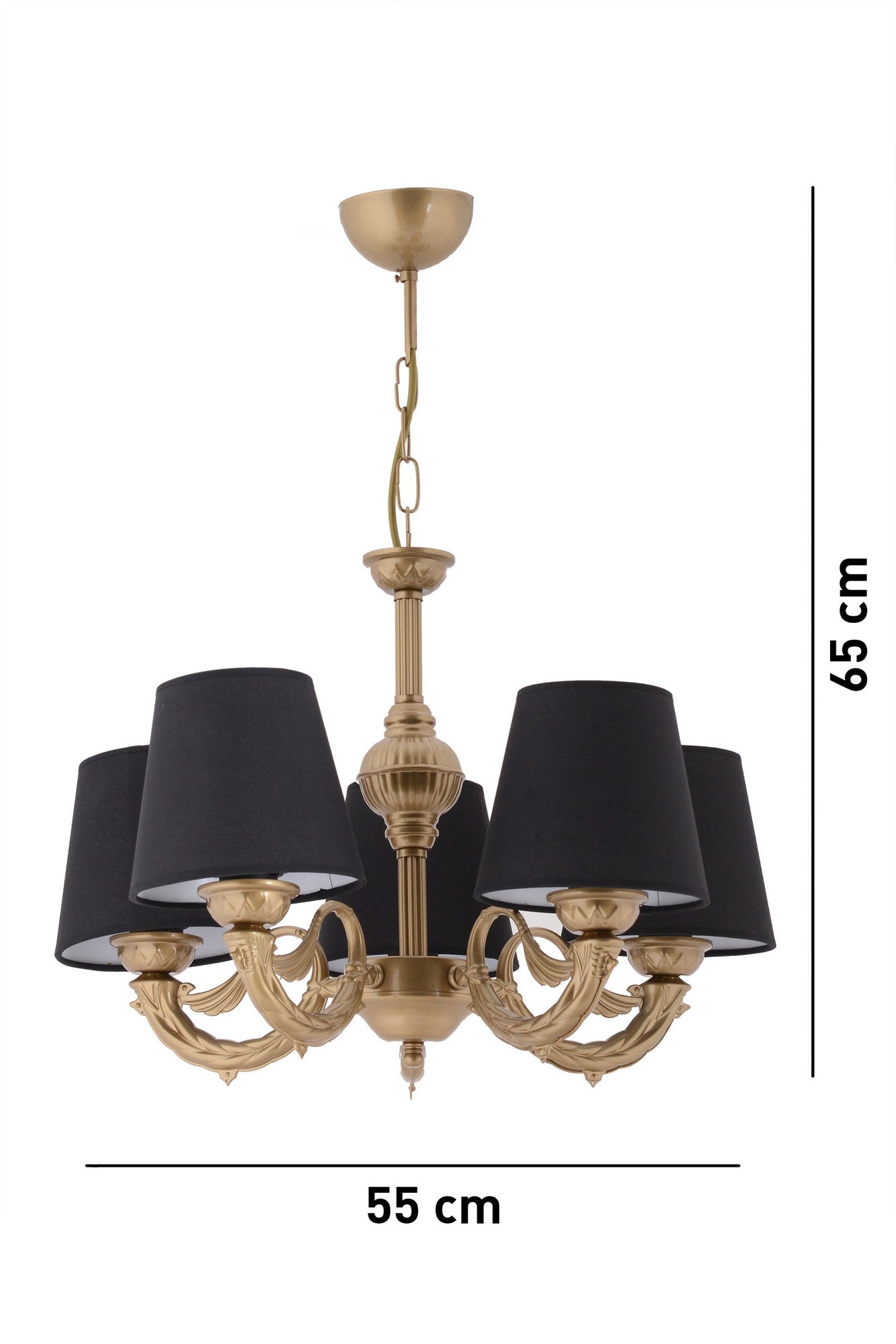 Candeeiro de Teto – 65 cm – Preto e Dourado – Metálico