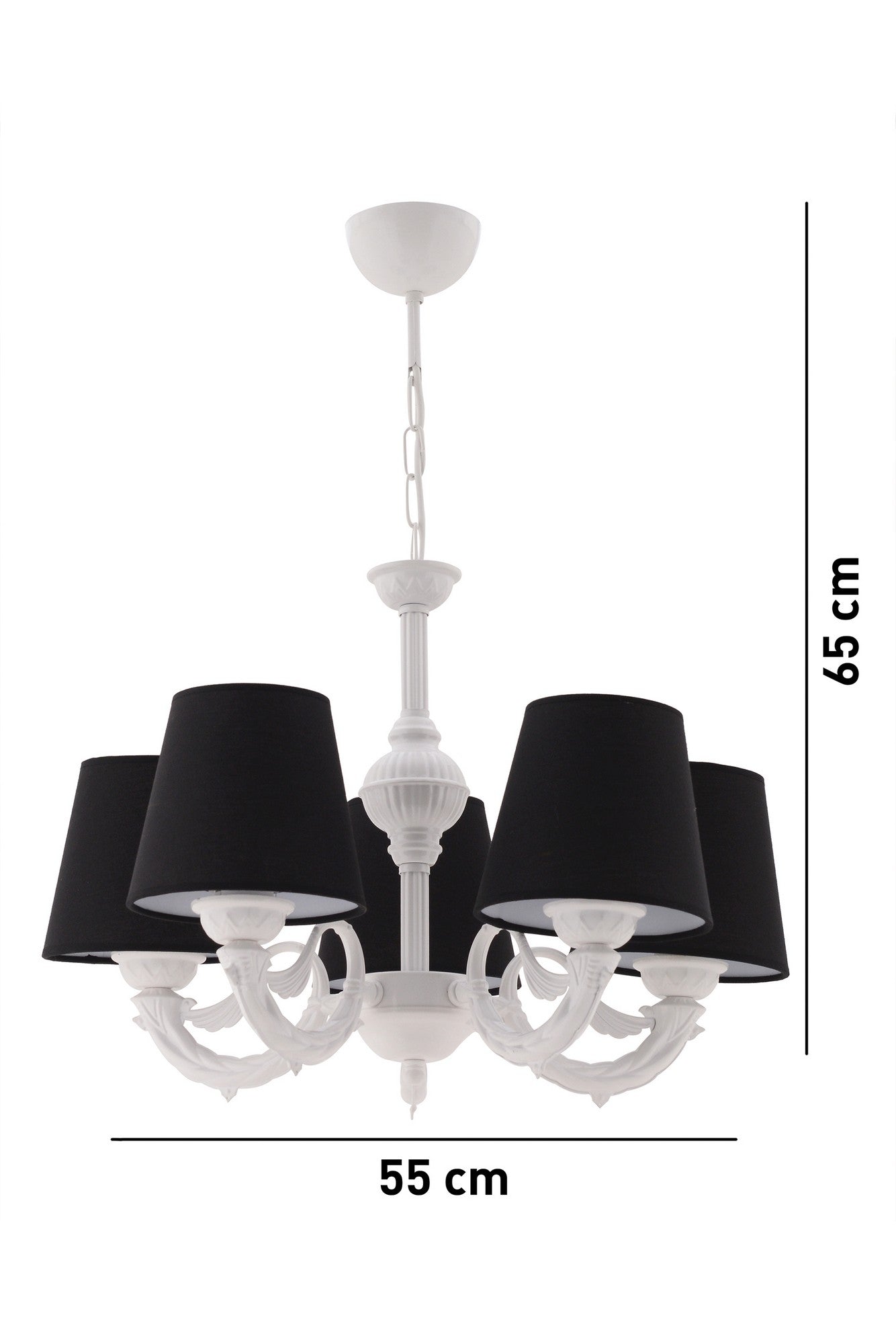 Candeeiro de Teto – 65 cm altura – Preto e Branco – Metálico