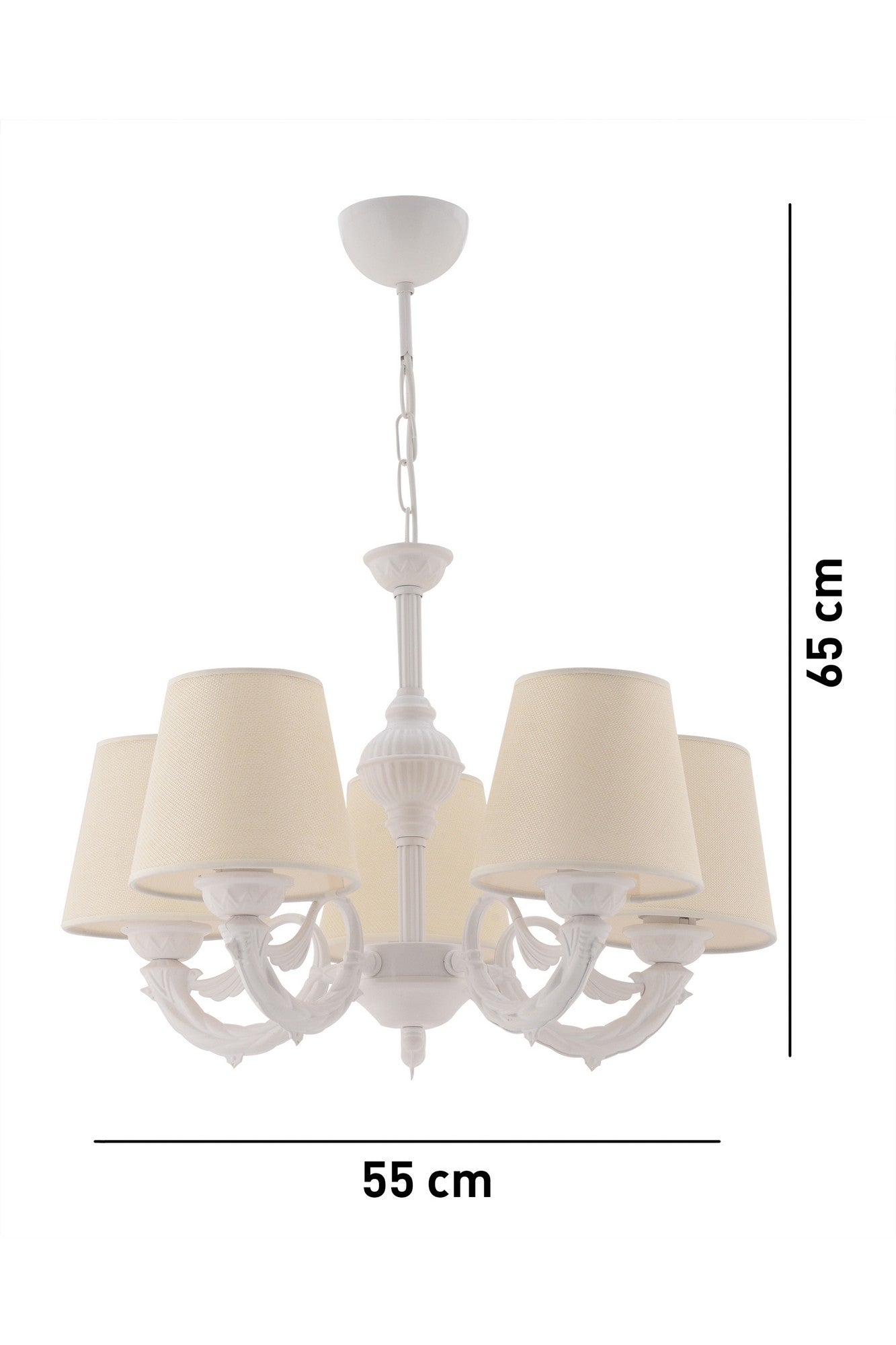 Candeeiro de Teto – 65 cm – Creme e Branco – Metálico