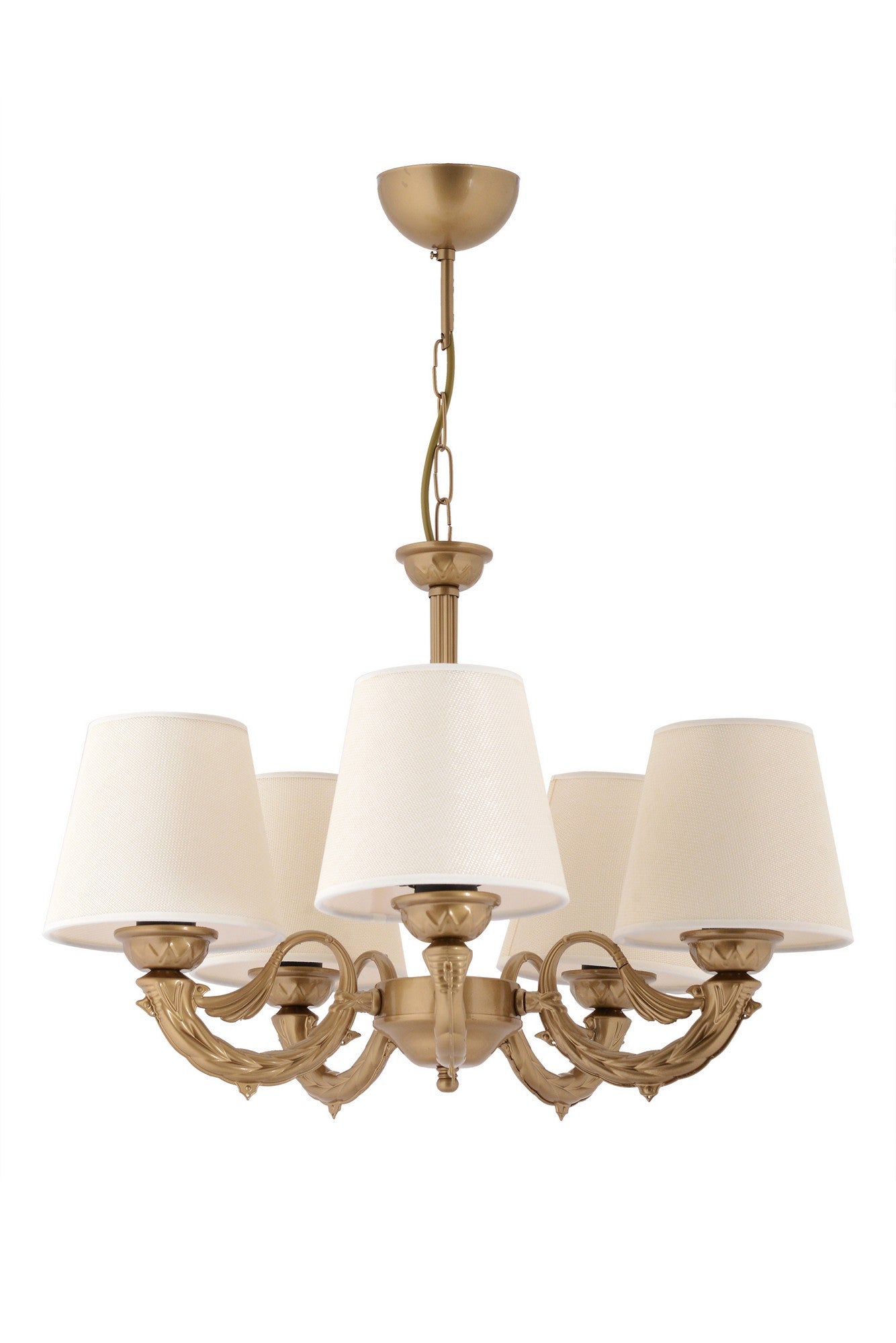 Candeeiro de Teto – 65 cm x 55 cm – Creme e Ouro – Metálico