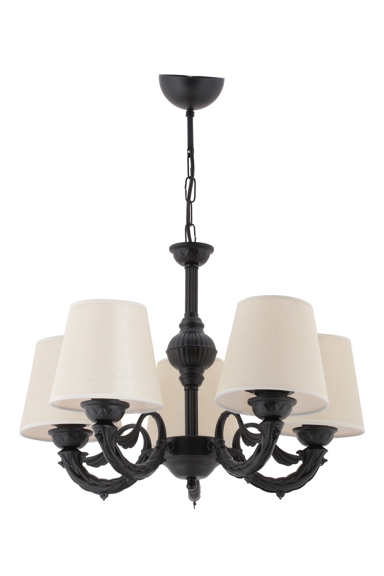 Candeeiro de Teto – 65 cm x 55 cm – Creme e Preto – Metal e PVC