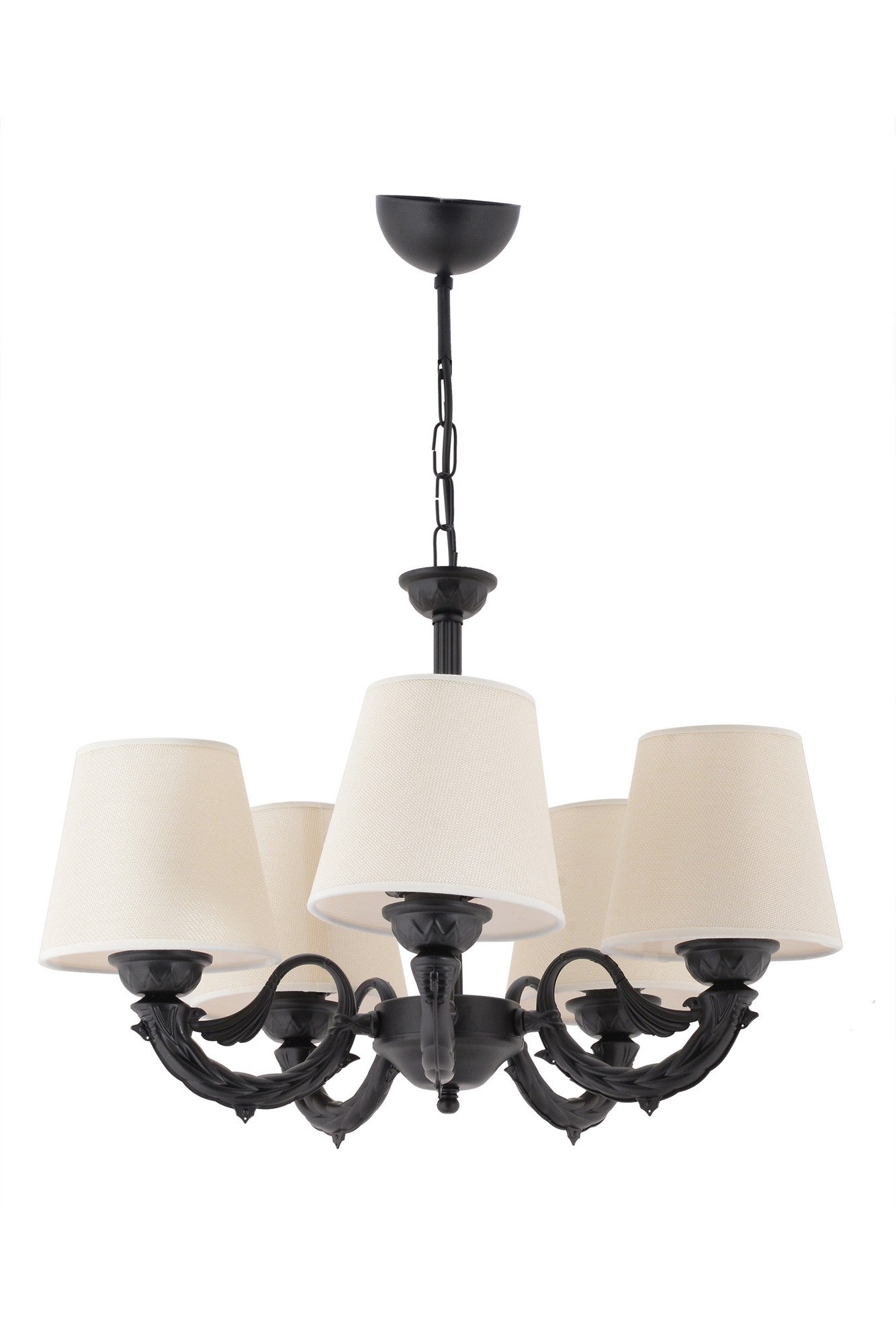 Candeeiro de Teto – 65 cm x 55 cm – Creme e Preto – Metal e PVC