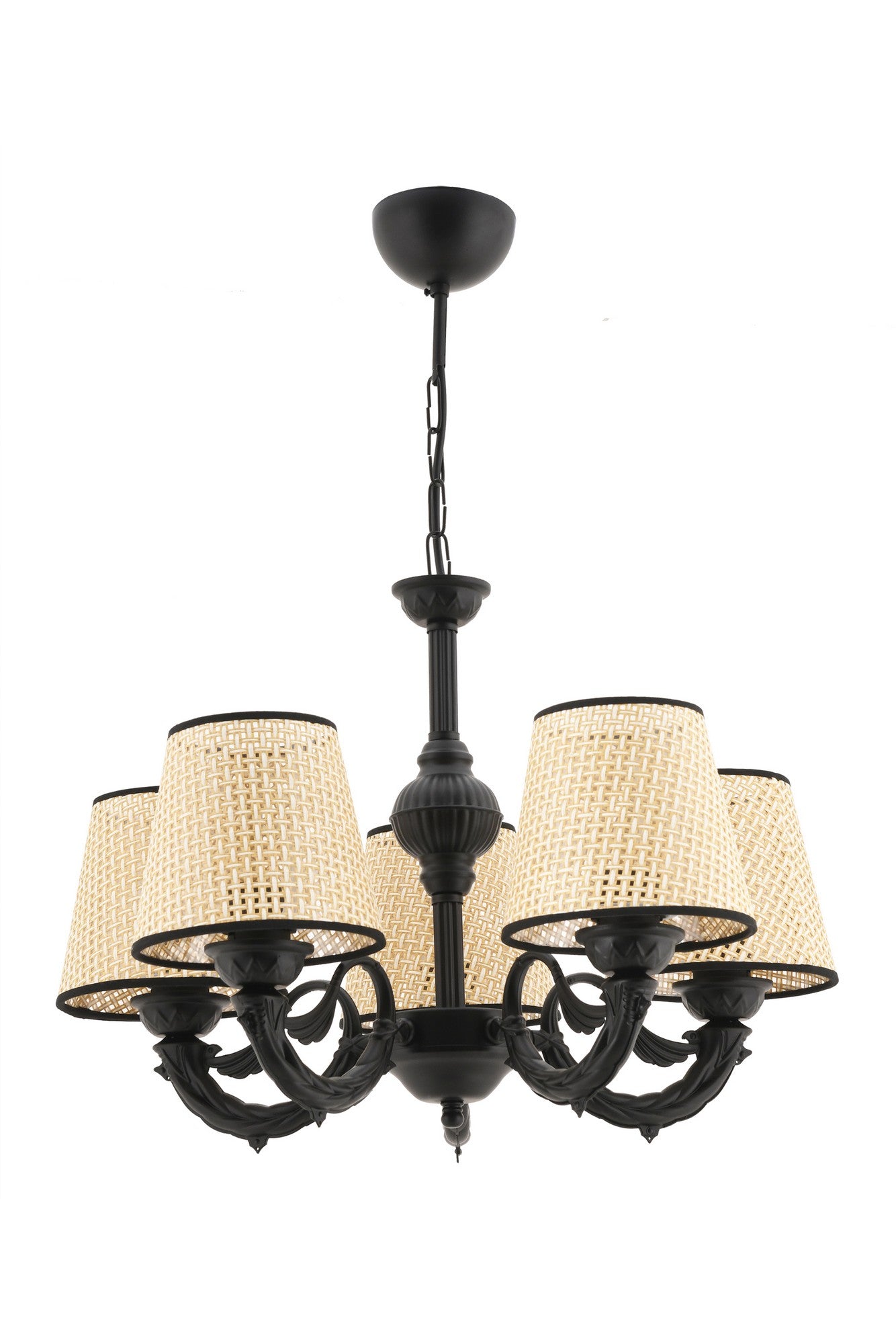 Candeeiro de Teto – 65 cm – Preto e creme – Metal