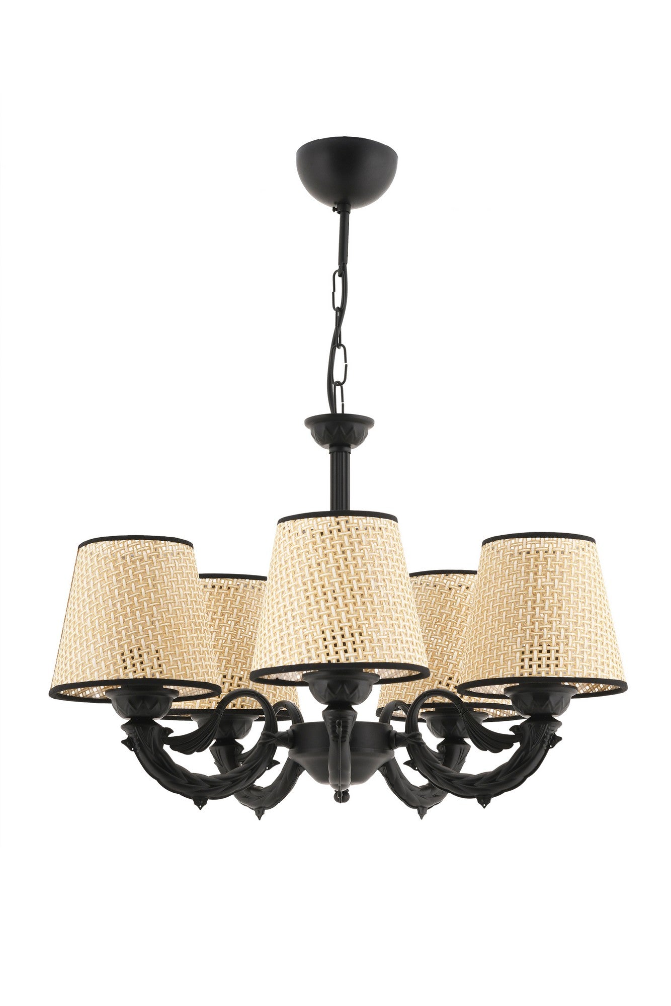 Candeeiro de Teto – 65 cm – Preto e creme – Metal