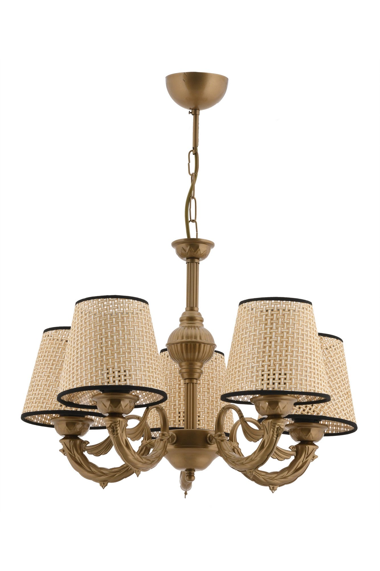 Candeeiro de Teto – 65 cm – Preto, Dourado, Creme – Metal