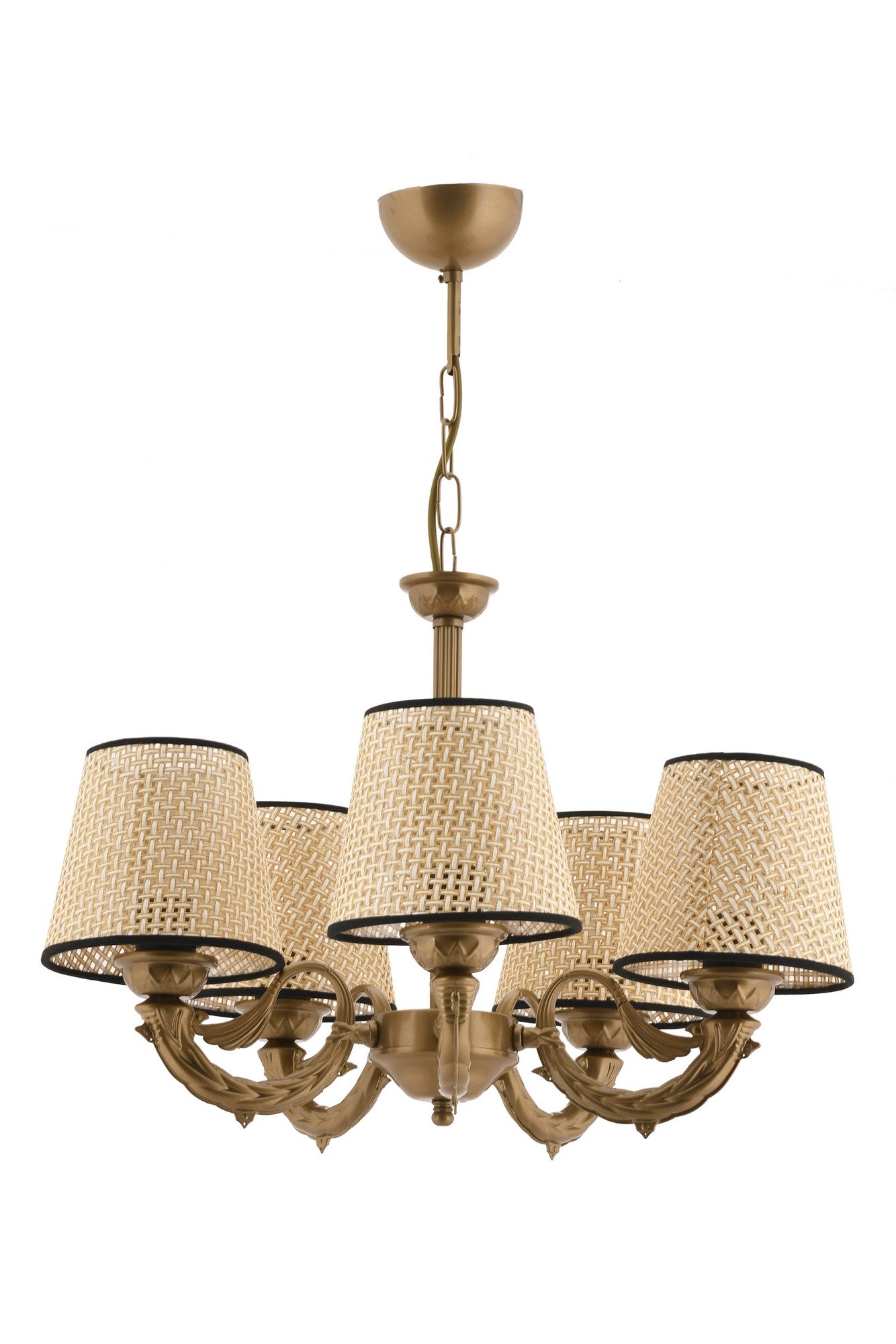 Candeeiro de Teto – 65 cm – Preto, Dourado, Creme – Metal