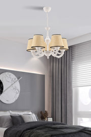 Candeeiro de Teto – 65 cm – Preto, Branco, Creme – Metálico com tampa de tecido