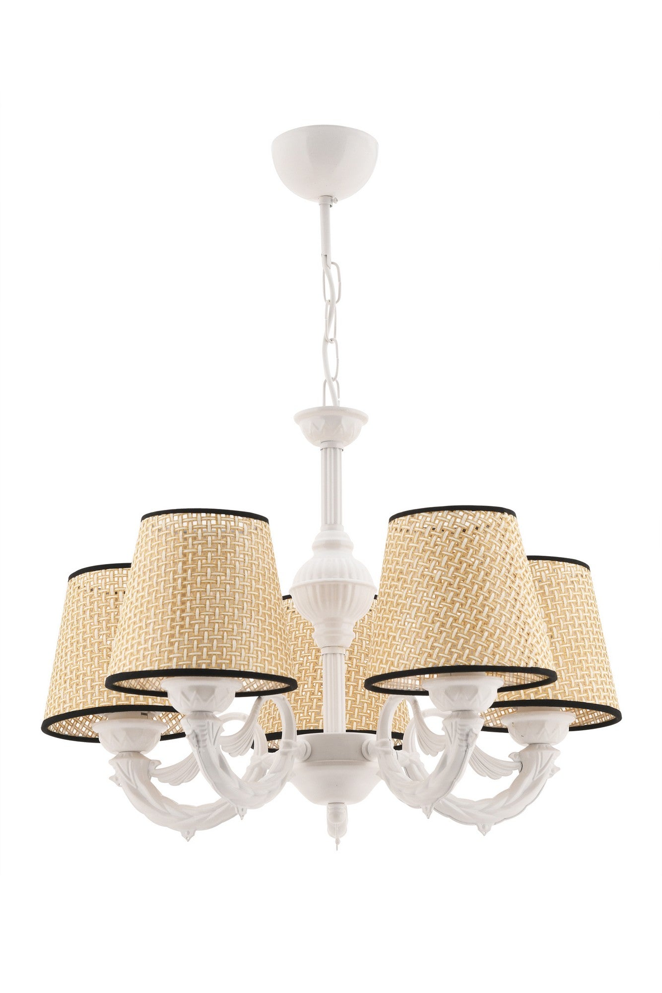 Candeeiro de Teto – 65 cm – Preto, Branco, Creme – Metálico com tampa de tecido