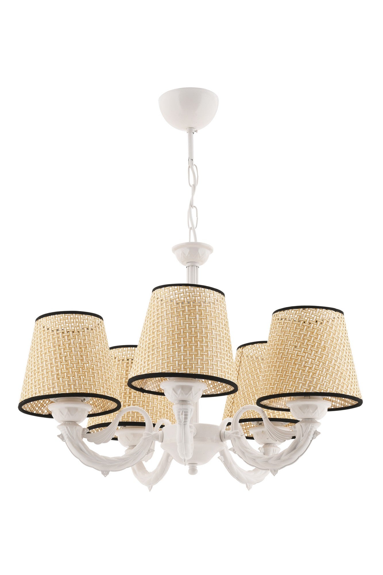 Candeeiro de Teto – 65 cm – Preto, Branco, Creme – Metálico com tampa de tecido