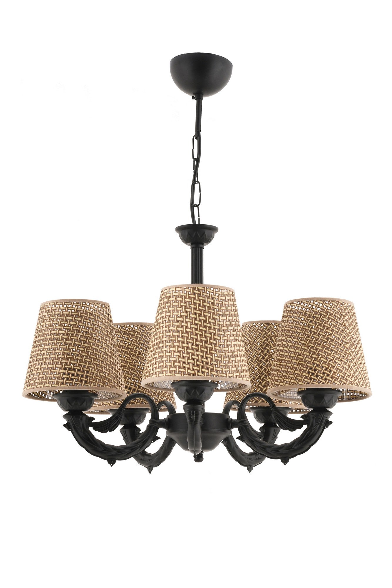 Candeeiro de Teto – 65 cm – Natural e Preto – Metal