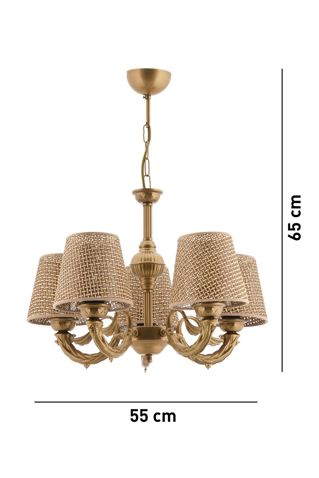 Candeeiro de Teto – 65 cm – Dourado – Metálico