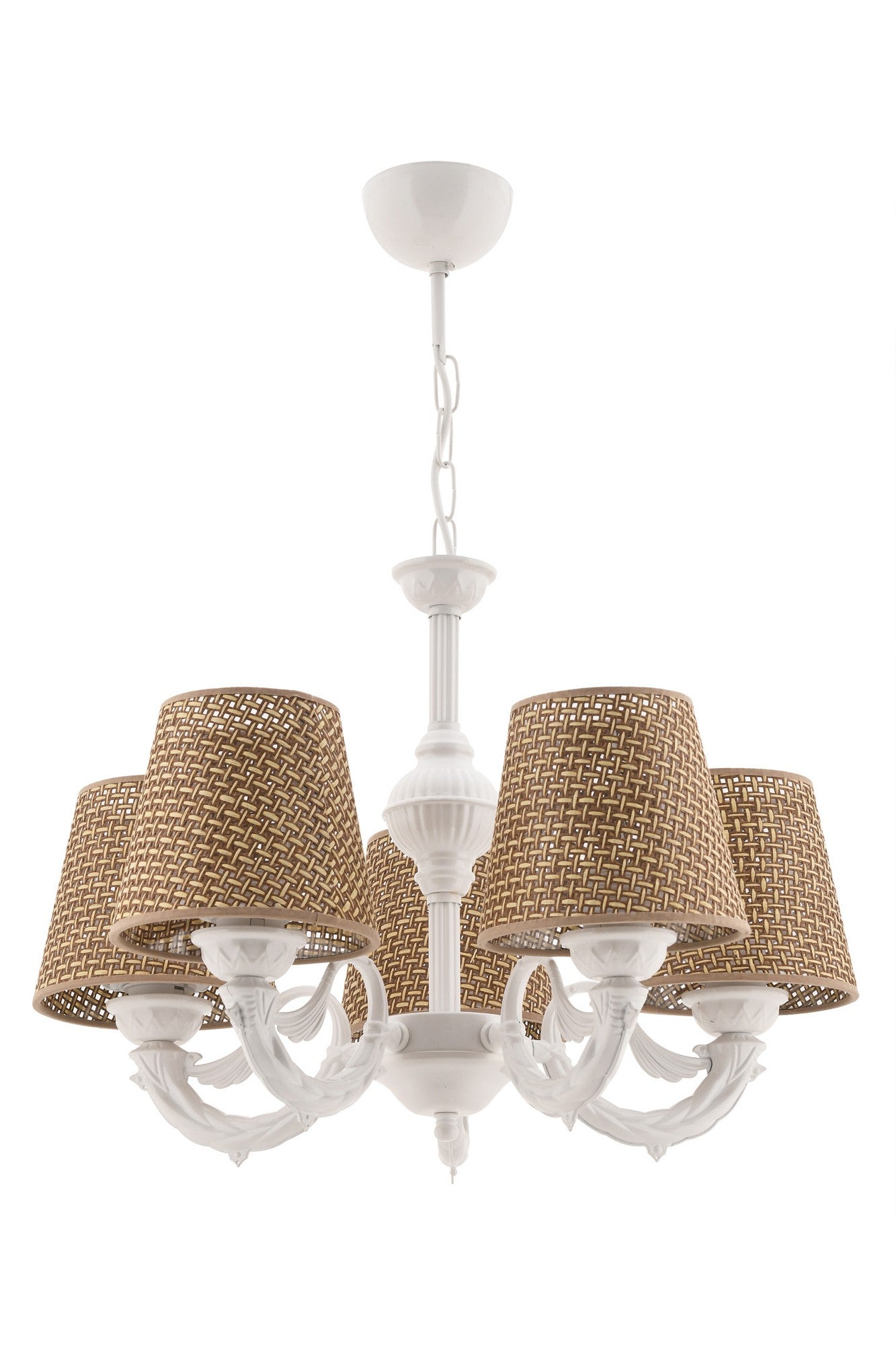 Candeeiro de Teto – 65 cm – Natural e Branco – Metal