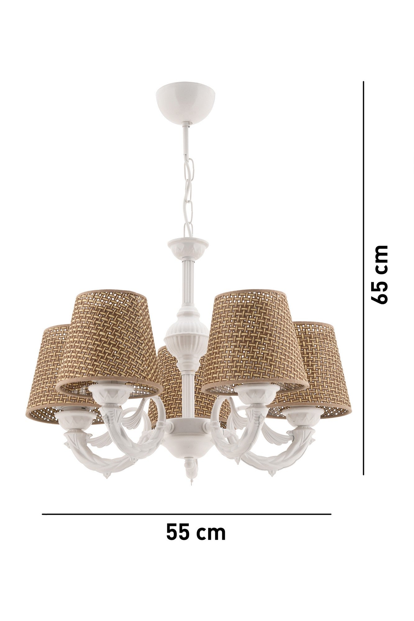 Candeeiro de Teto – 65 cm – Natural e Branco – Metal