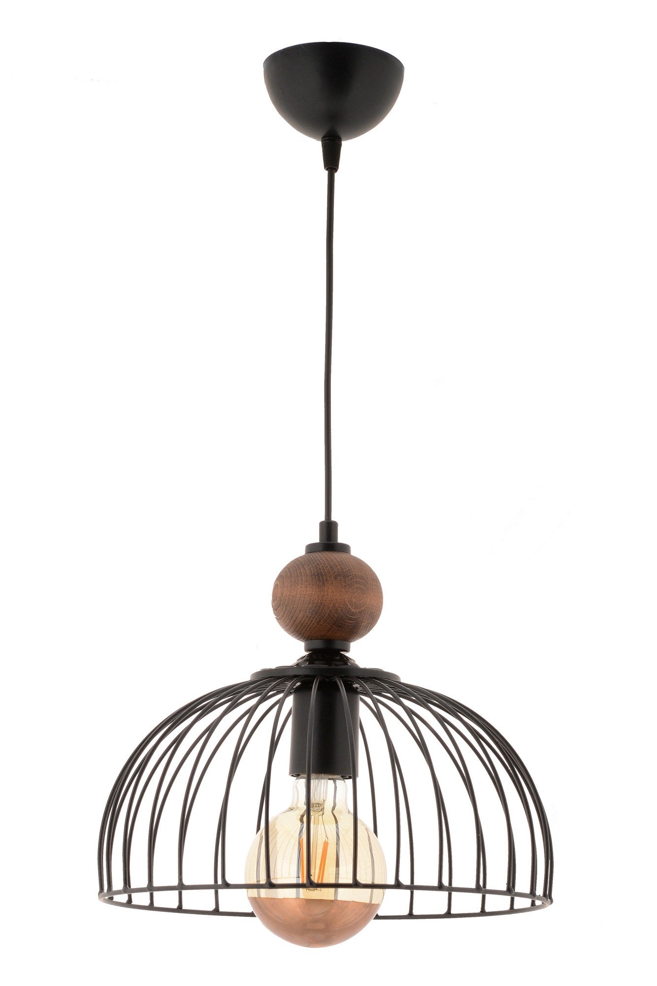 Candeeiro de Teto – 60 cm – Preto e Natural – Metálico