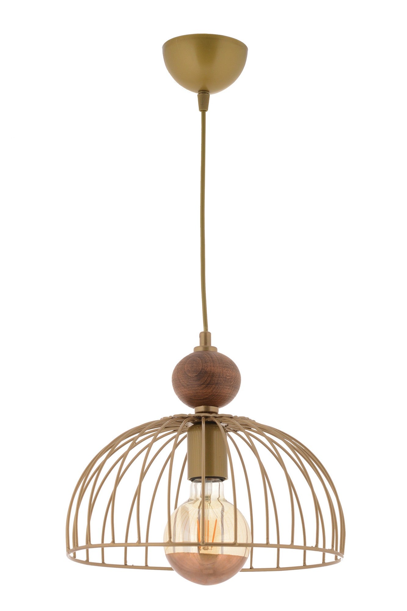 Candeeiro de Teto – 60 cm – Dourado e Natural – Metal