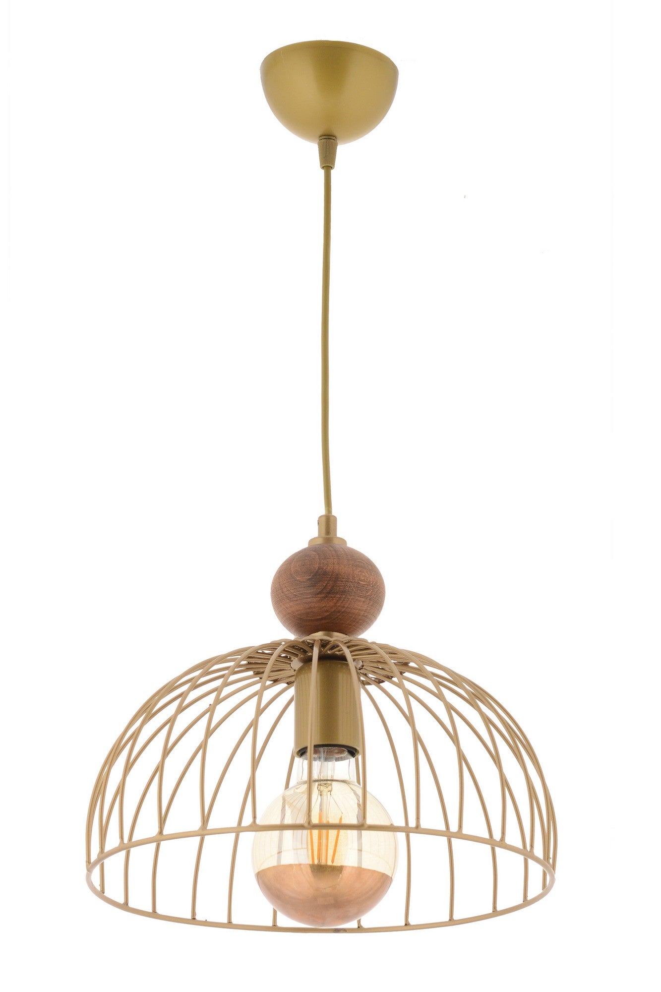 Candeeiro de Teto – 60 cm – Dourado e Natural – Metal