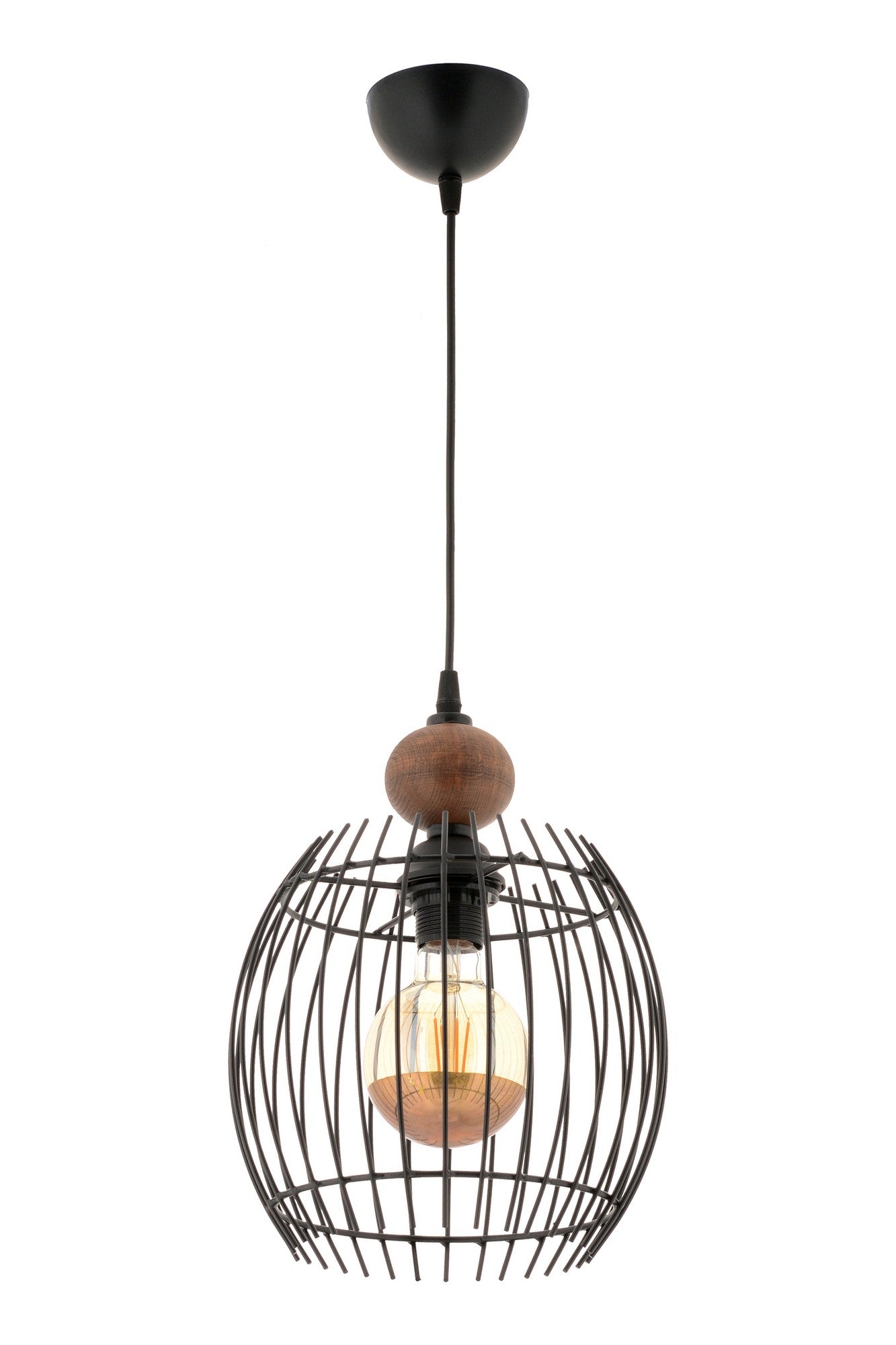 Candeeiro de Teto – 26 cm – Preto e Natural – Metálico