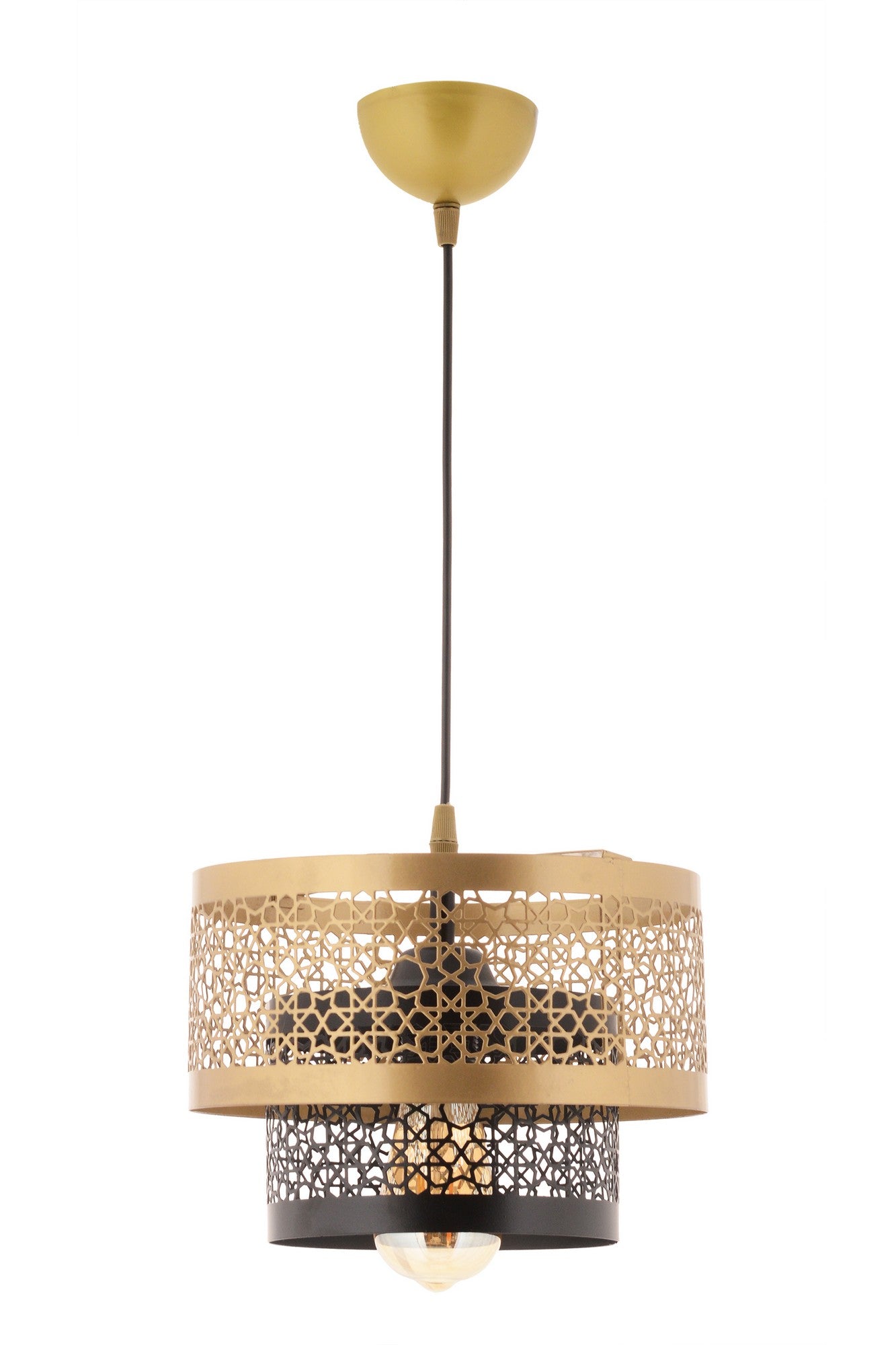 Candeeiro de Teto – 60 cm – Preto e Dourado – Metal