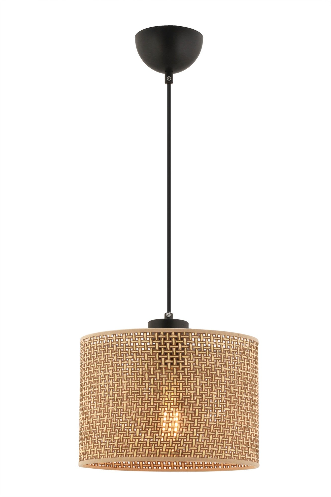 Candeeiro de Teto – 25 cm x 25 cm – Bege – Metal e Algodão