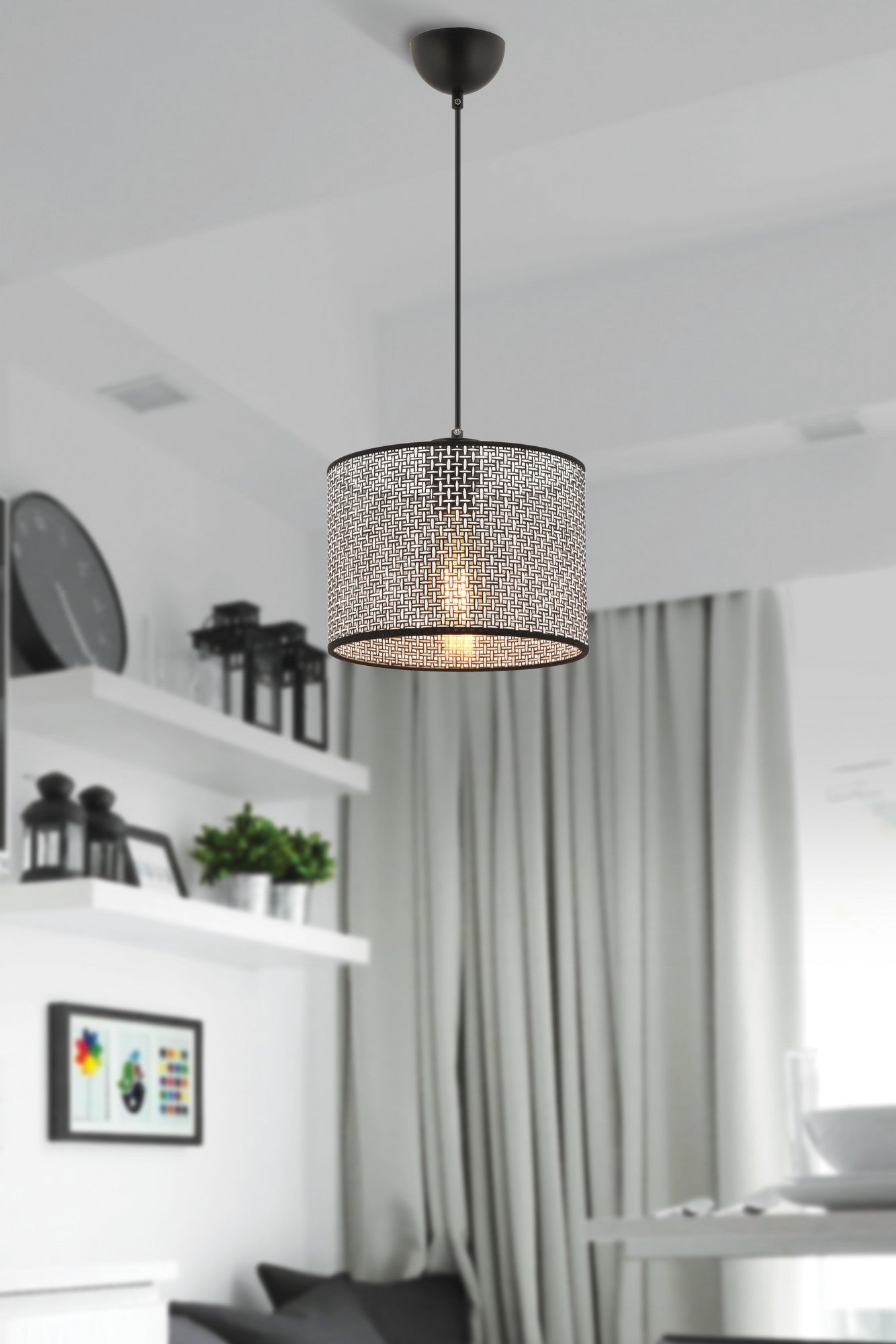 Candeeiro de Teto – 65 cm – Cinza – Metálico