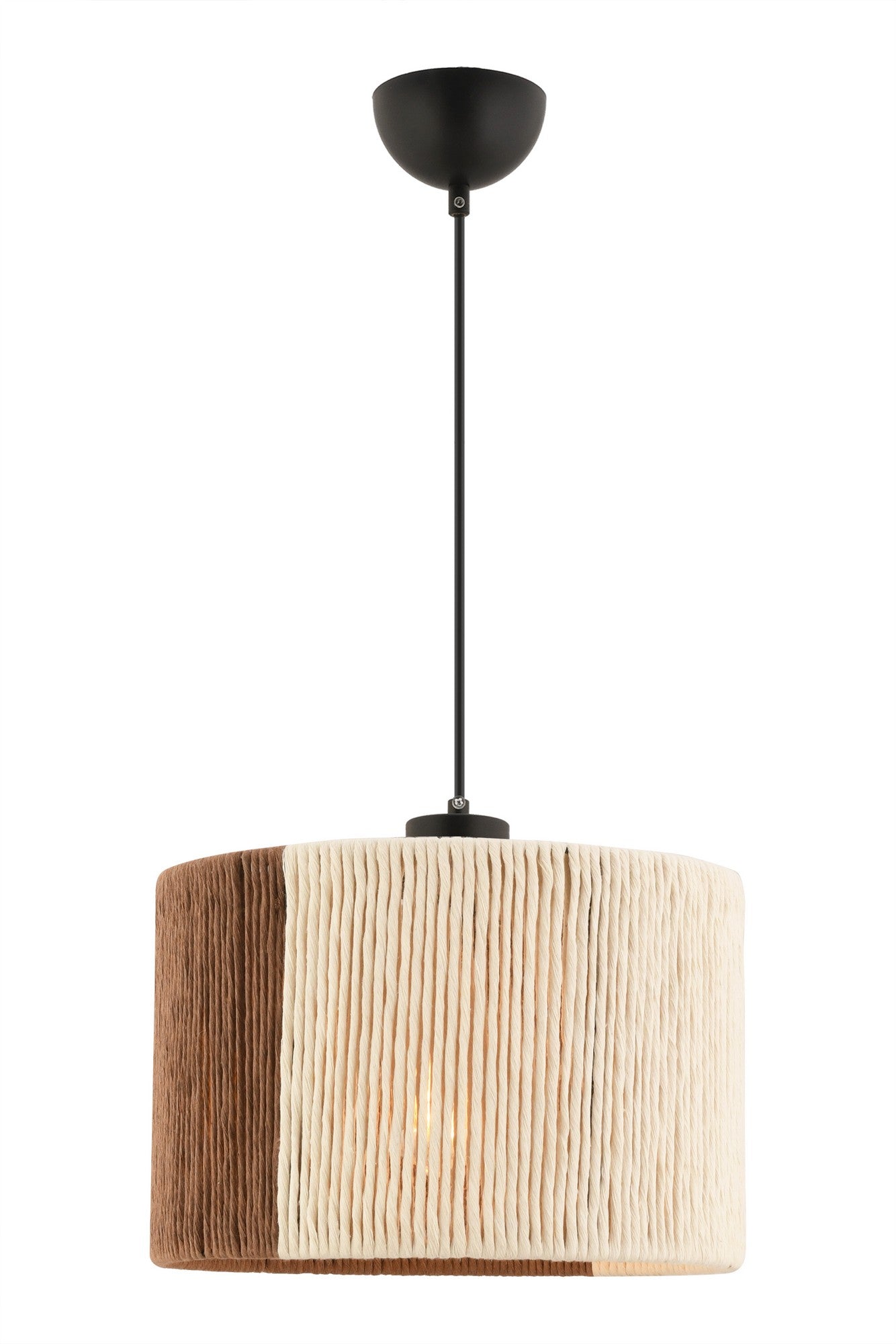 Candeeiro de Teto – 30 x 30 cm – Bege e Castanho – Metal e Juta