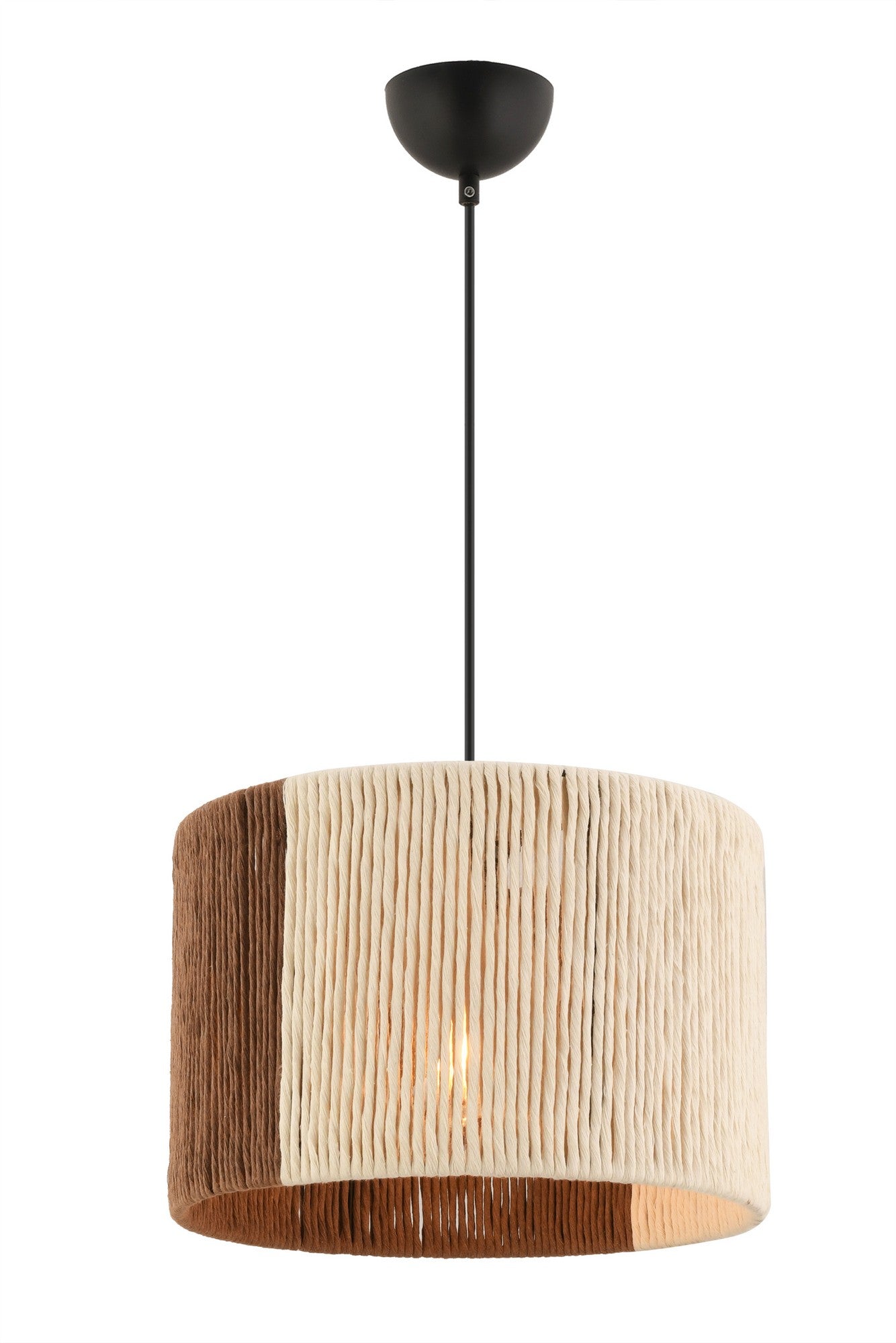 Candeeiro de Teto – 30 x 30 cm – Bege e Castanho – Metal e Juta