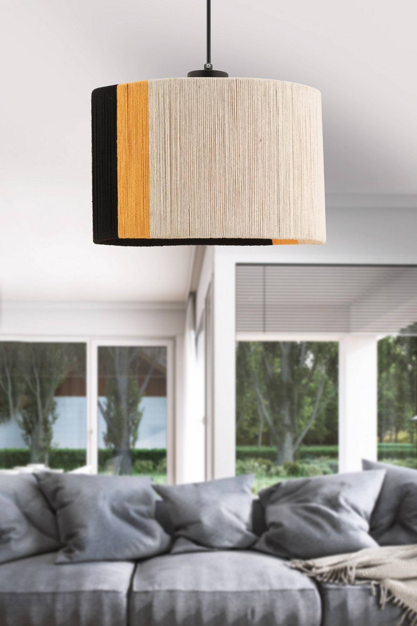Candeeiro de Teto – 30x30cm – Branco, Amarelo, Preto – Metal