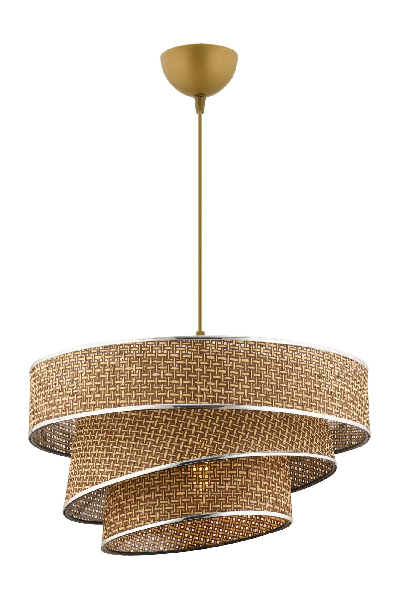 Candeeiro de Teto – 40 x 40 cm – Bege e Prata – Metal e Algodão