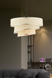 Candeeiro de Teto – 72 cm – Creme e Prata – Metálico