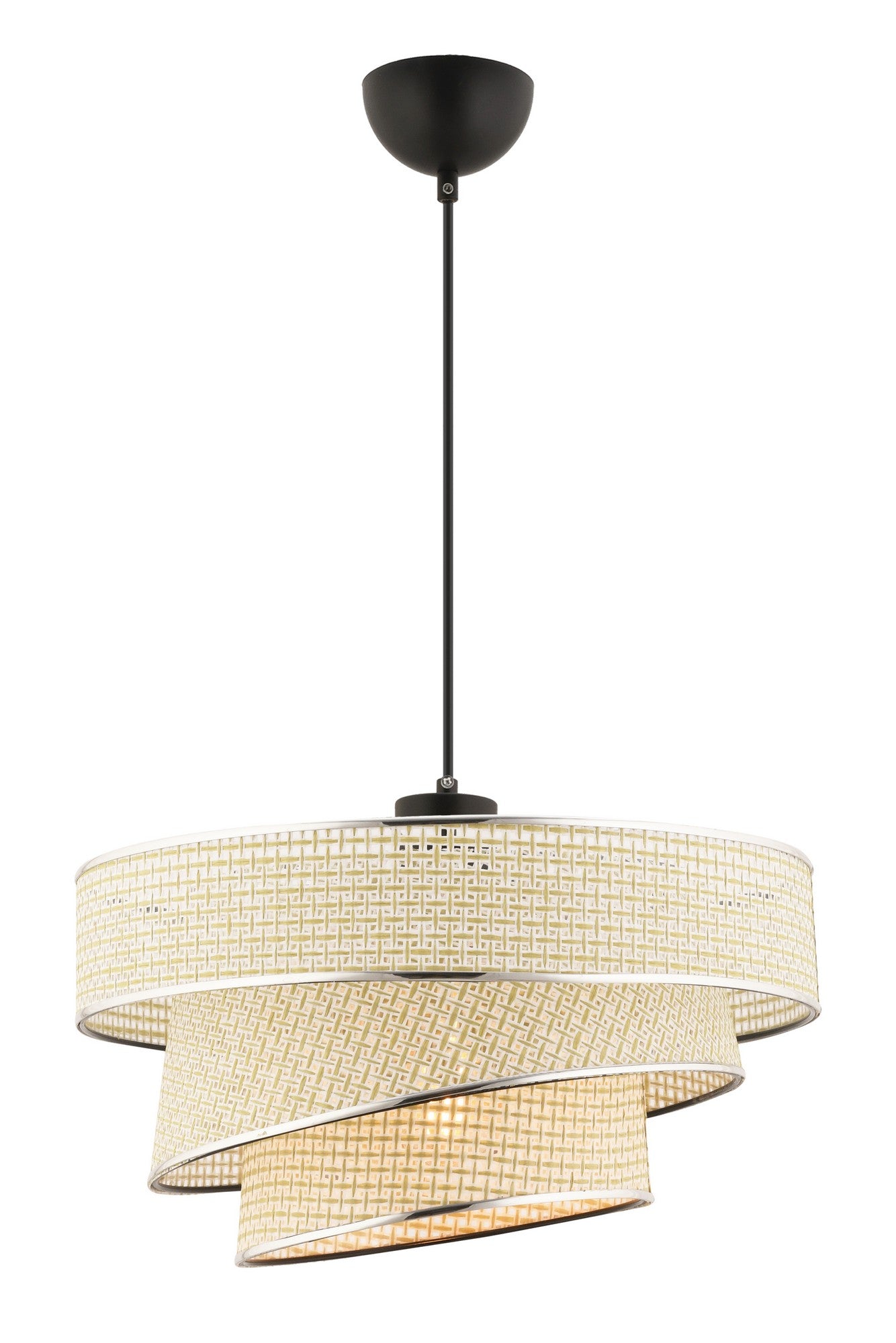 Candeeiro de Teto – 72 cm – Creme e Prata – Metálico