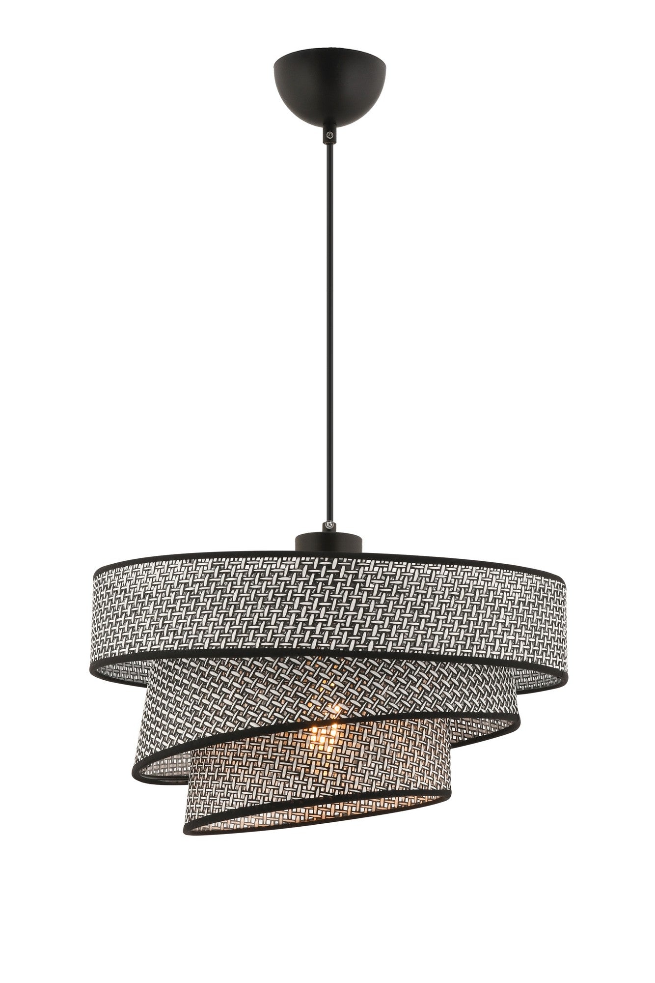 Candeeiro de Teto – 40 x 40 cm – Cinza e Preto – Metal e Algodão