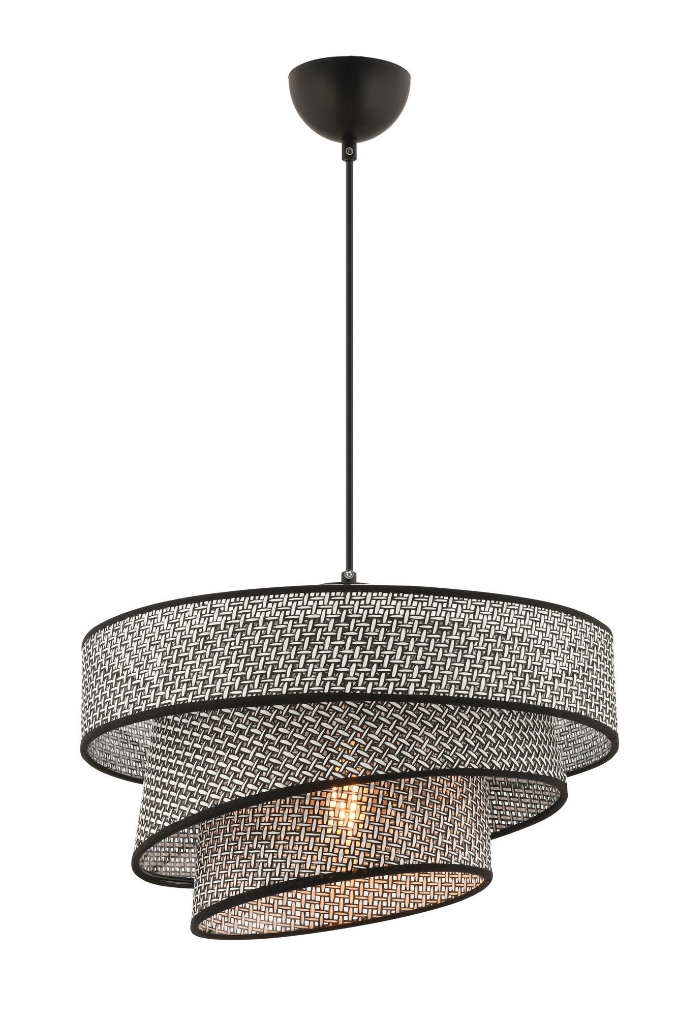 Candeeiro de Teto – 40 x 40 cm – Cinza e Preto – Metal e Algodão