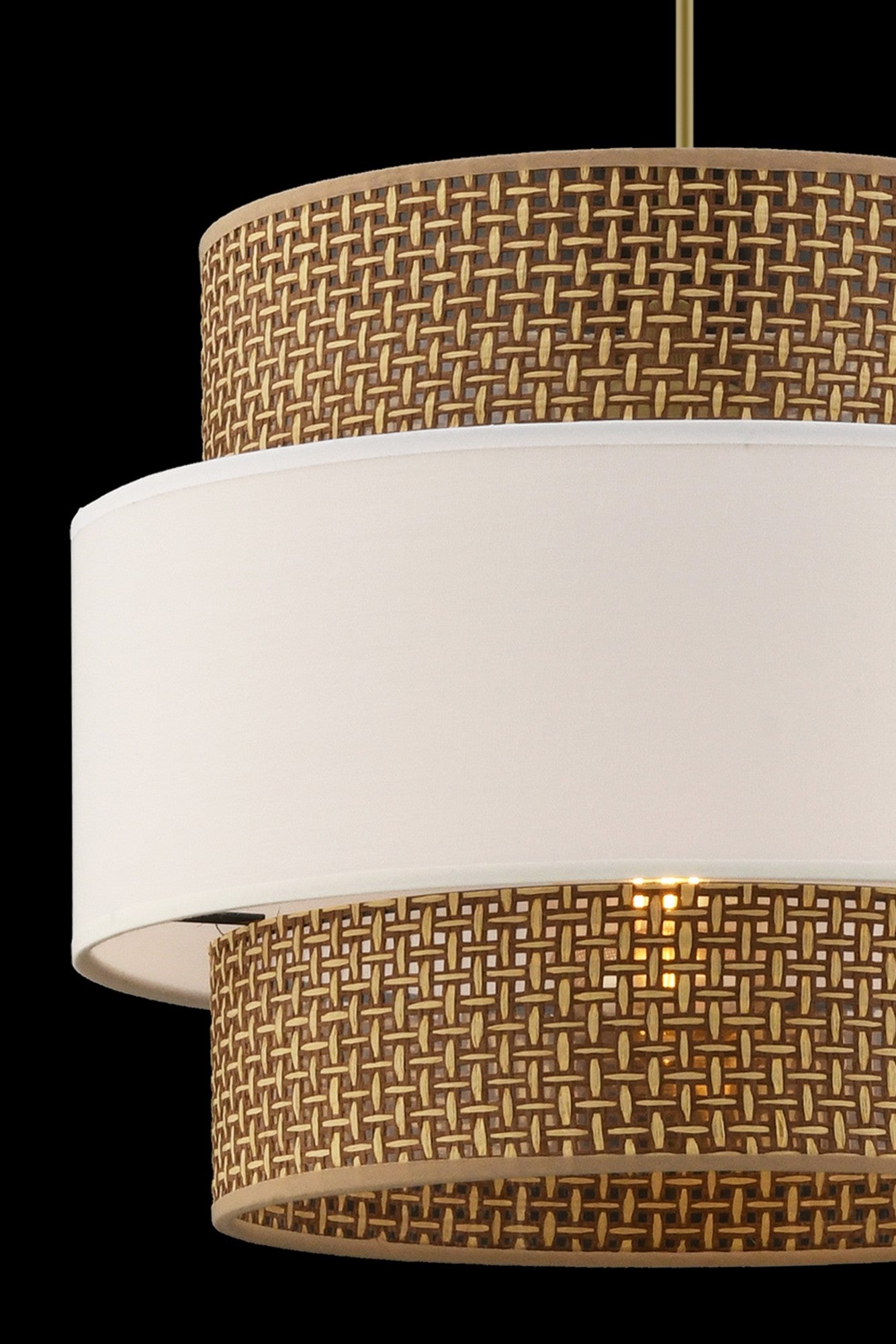Candeeiro de Teto – 30 x 30 cm – Bege e Branco – Metal e Tecido