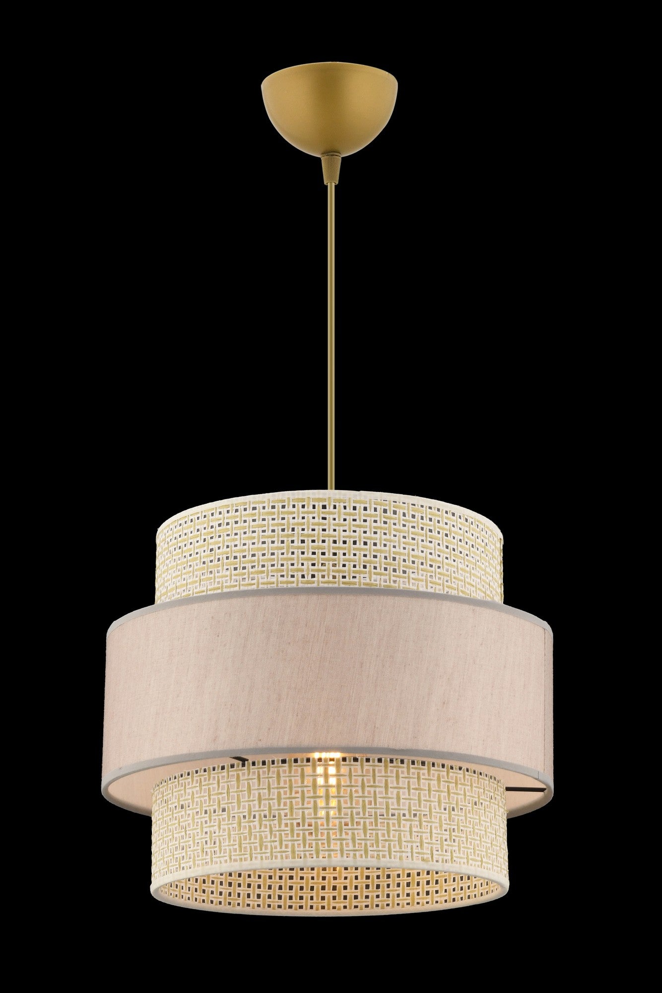 Candeeiro de Teto – 30 x 30 cm – Creme e Bege – Metal e Tecido