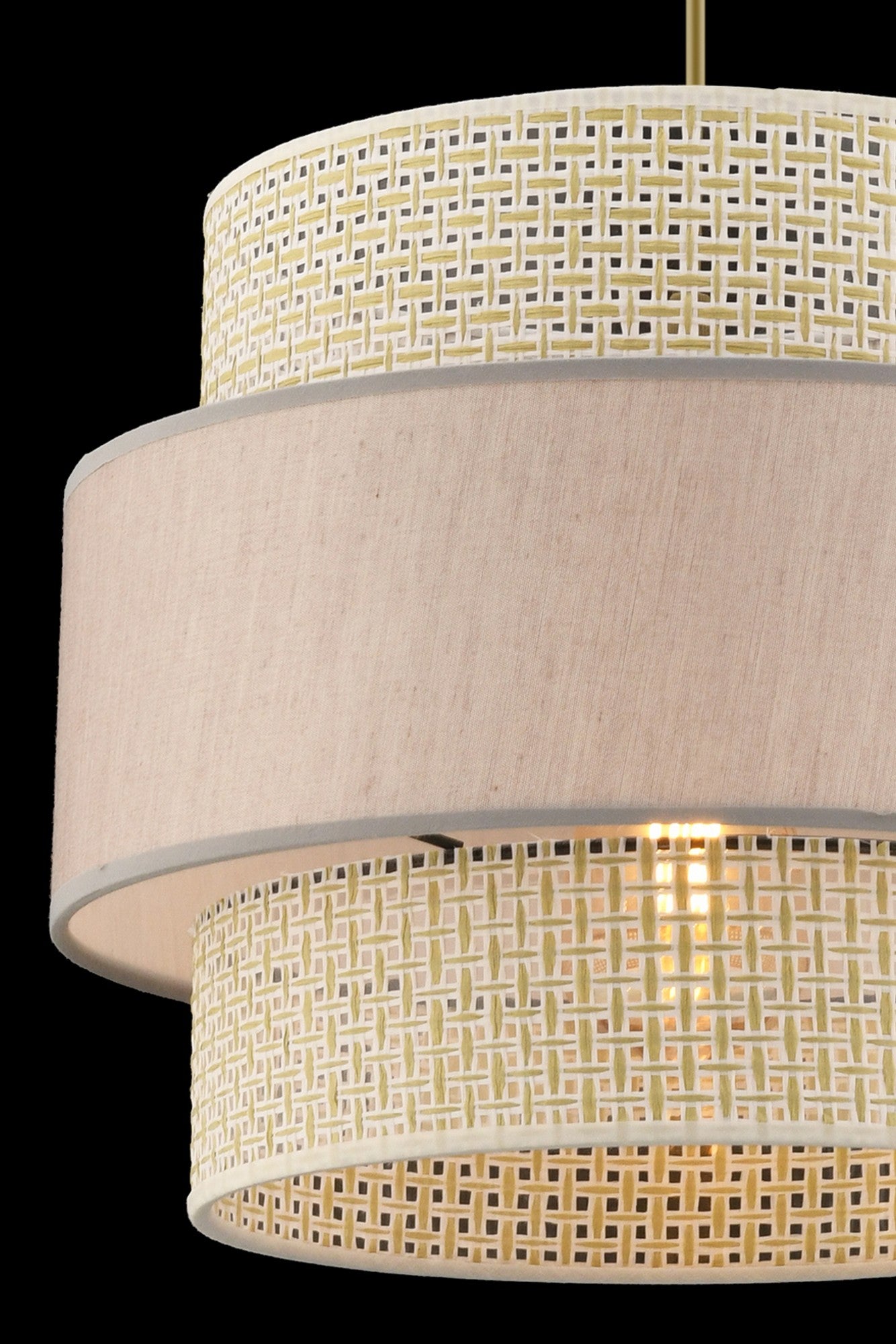 Candeeiro de Teto – 30 x 30 cm – Creme e Bege – Metal e Tecido