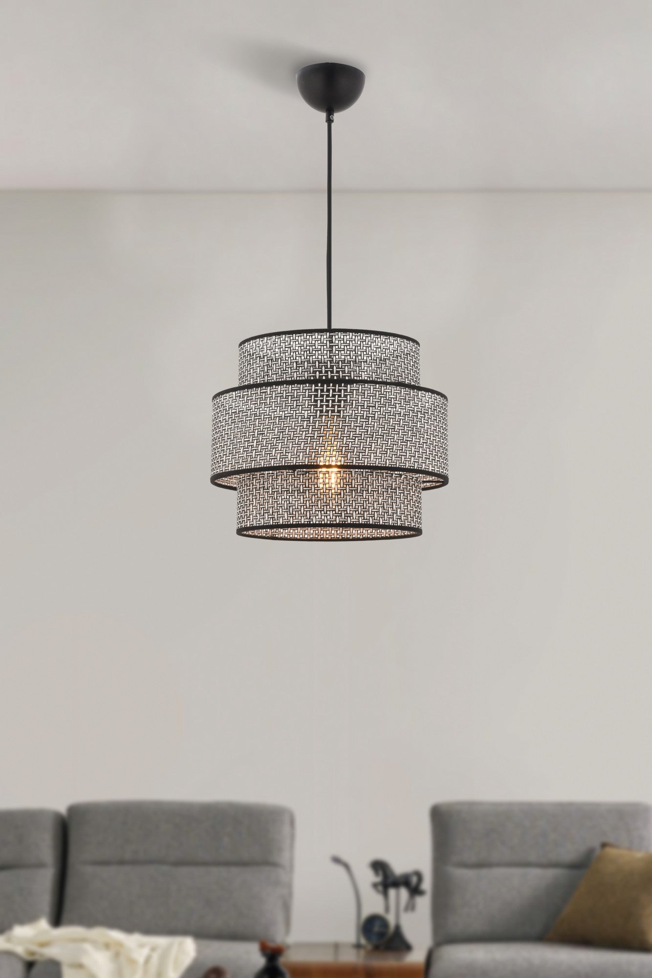 Candeeiro de Teto – 65 cm – Cinza – Metal