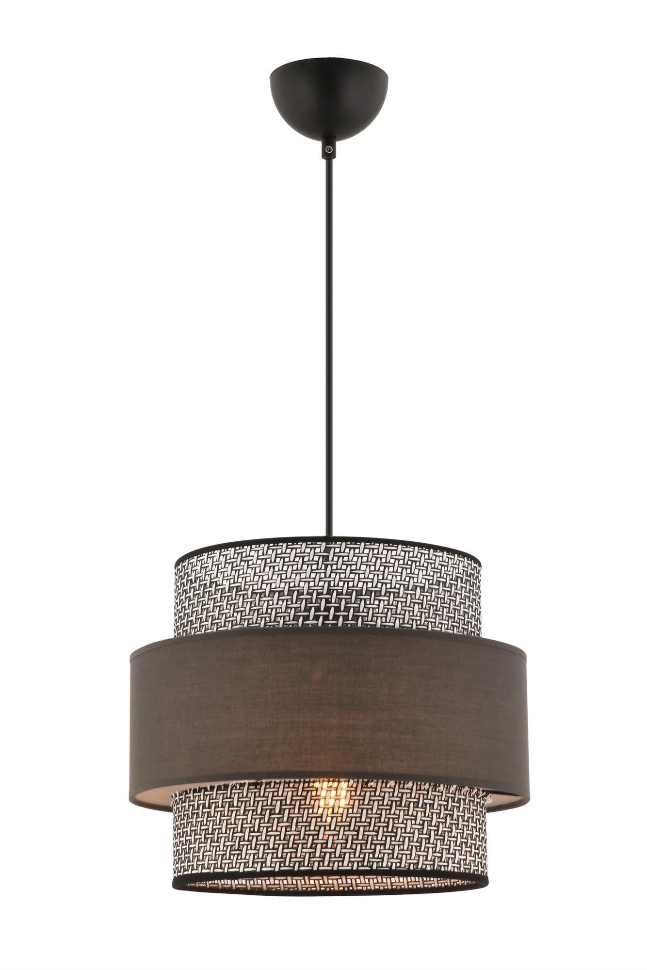 Candeeiro de Teto – 30 x 30 cm – Cinza e Antracite – Metal e Tecido