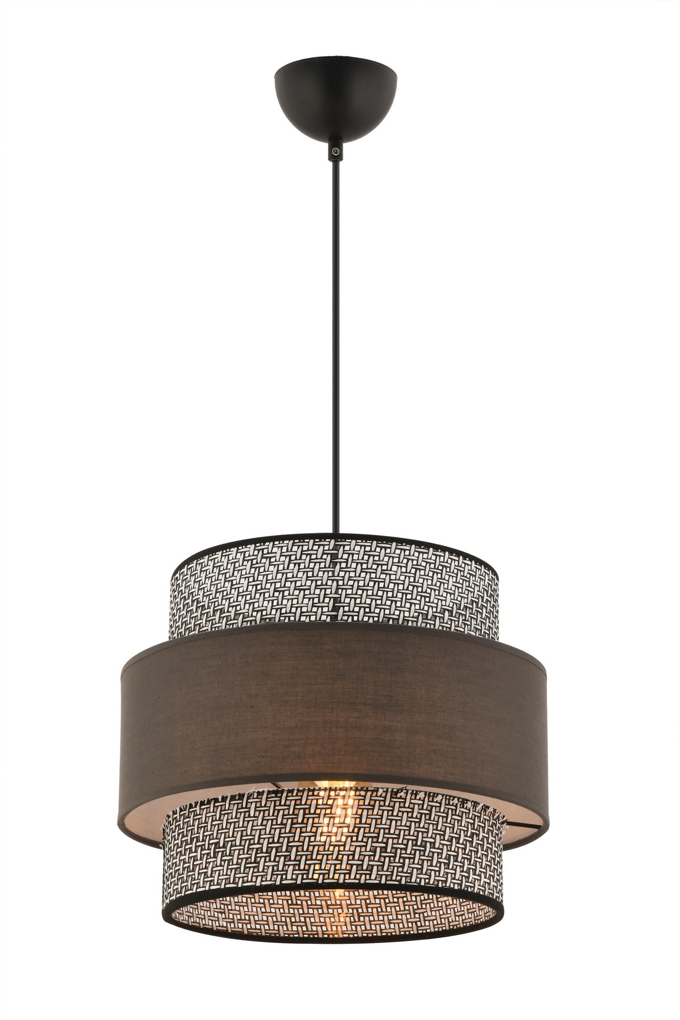 Candeeiro de Teto – 30 x 30 cm – Cinza e Antracite – Metal e Tecido