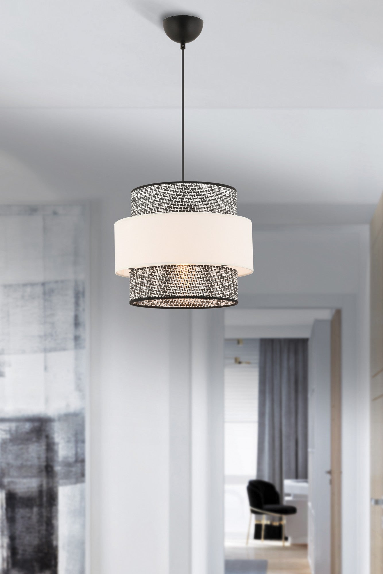 Candeeiro de Teto – 30 x 30 cm – Cinza e Branco – Metal