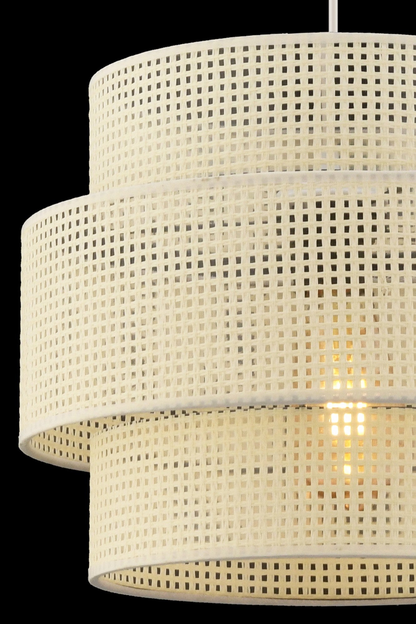 Candeeiro de Teto – 65 cm – Branco – Metal e tecido