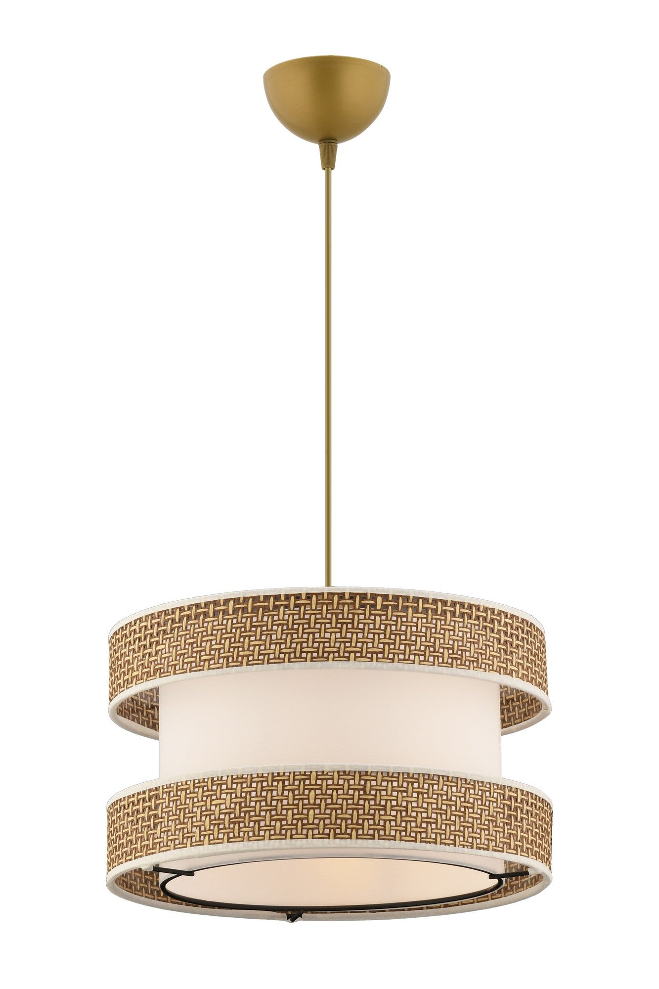 Candeeiro de Teto – 65 cm – Bege e Branco – Metal e Algodão