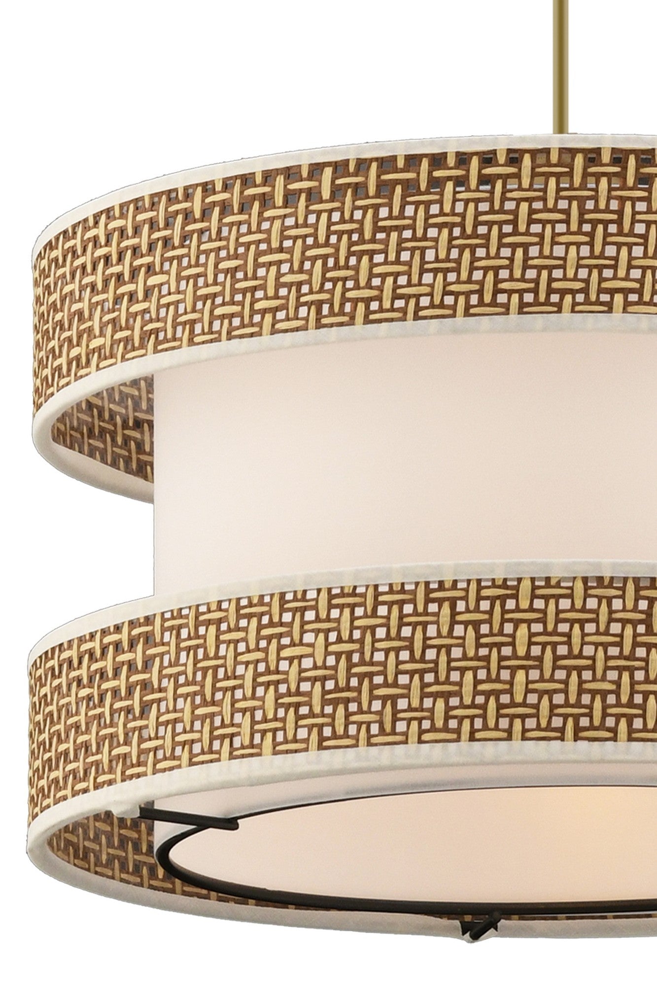 Candeeiro de Teto – 65 cm – Bege e Branco – Metal e Algodão
