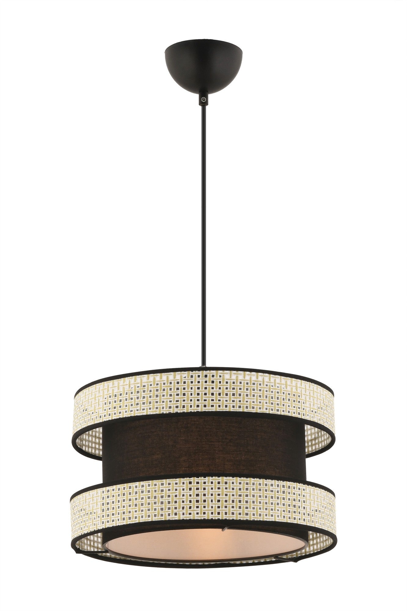 Candeeiro de Teto – 40 x 40 cm – Creme e Preto – Metal e Algodão
