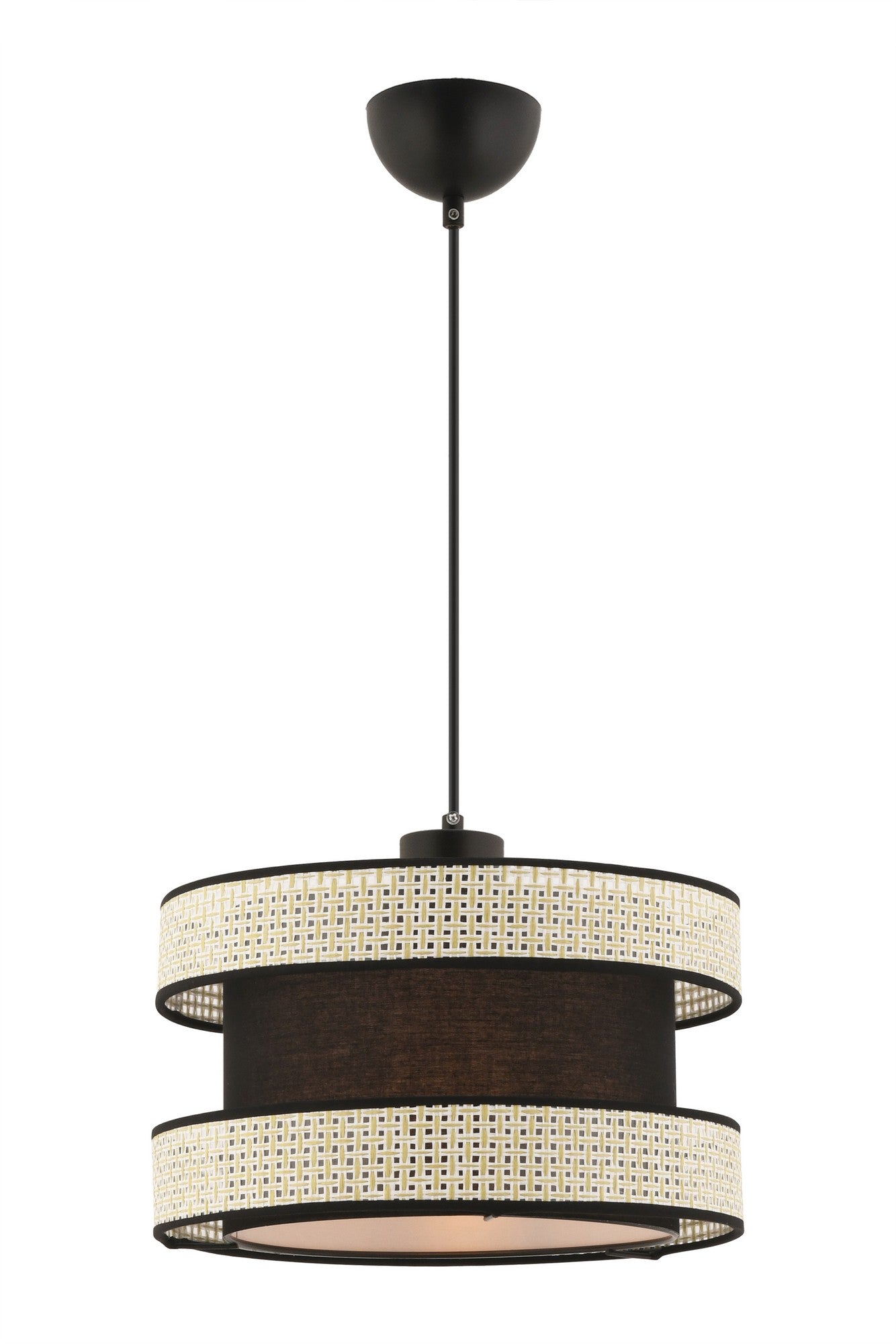 Candeeiro de Teto – 40 x 40 cm – Creme e Preto – Metal e Algodão