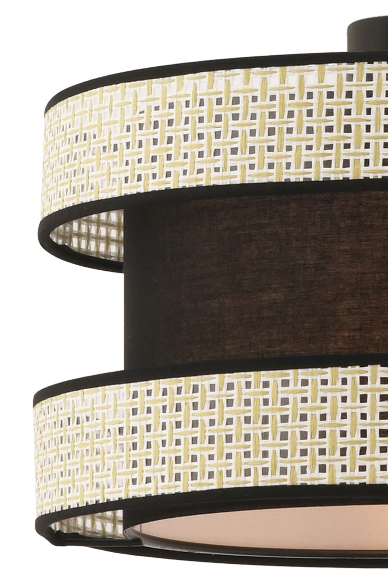Candeeiro de Teto – 40 x 40 cm – Creme e Preto – Metal e Algodão