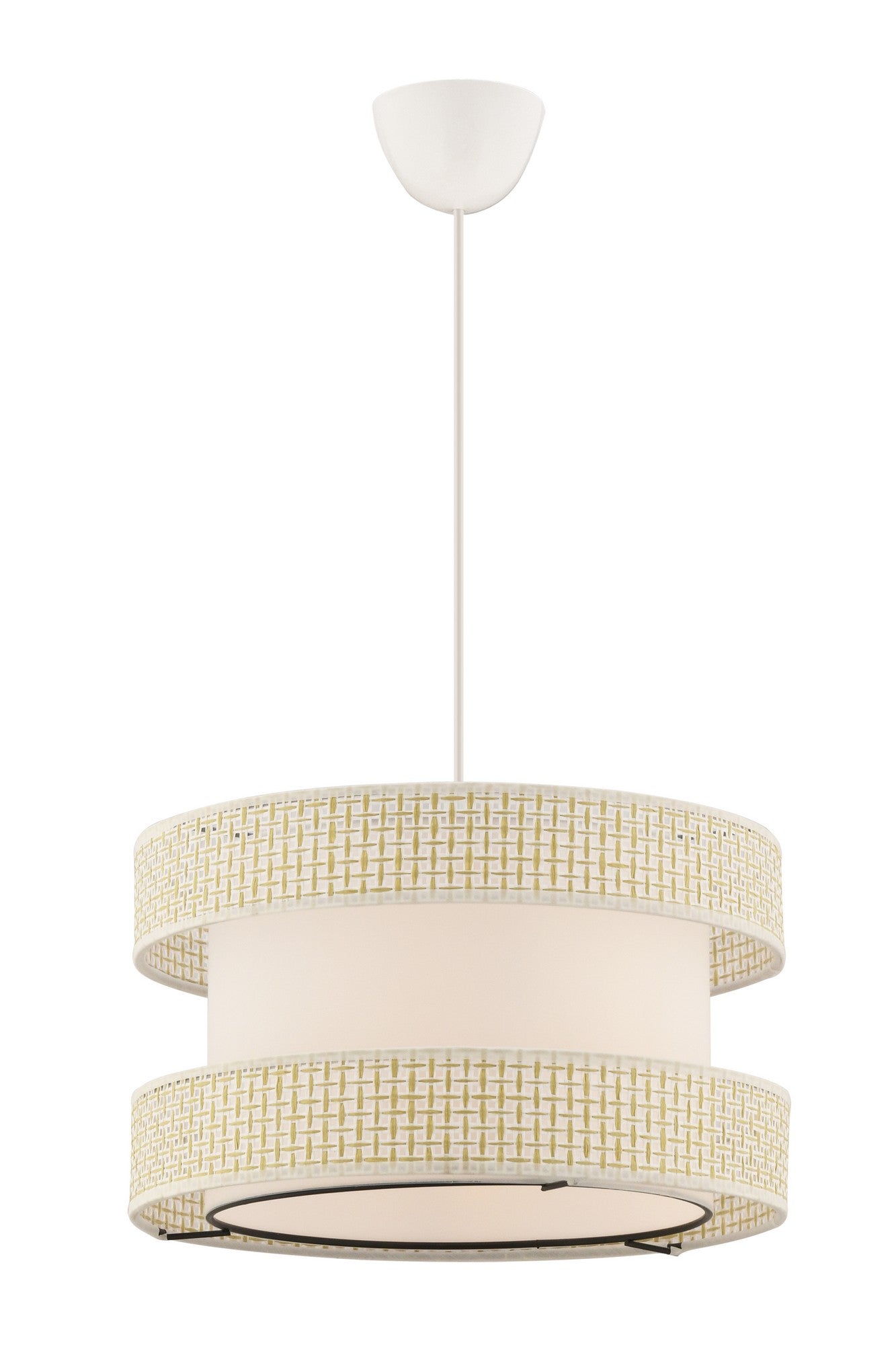 Candeeiro de Teto – 40 x 40 cm – Creme e Branco – Metal e Algodão