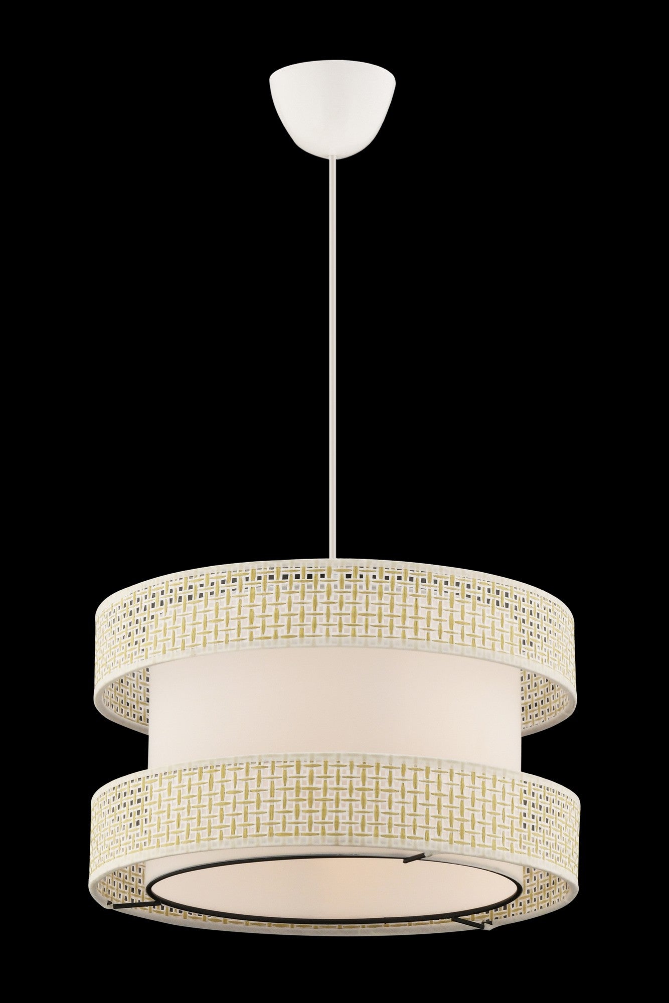 Candeeiro de Teto – 40 x 40 cm – Creme e Branco – Metal e Algodão