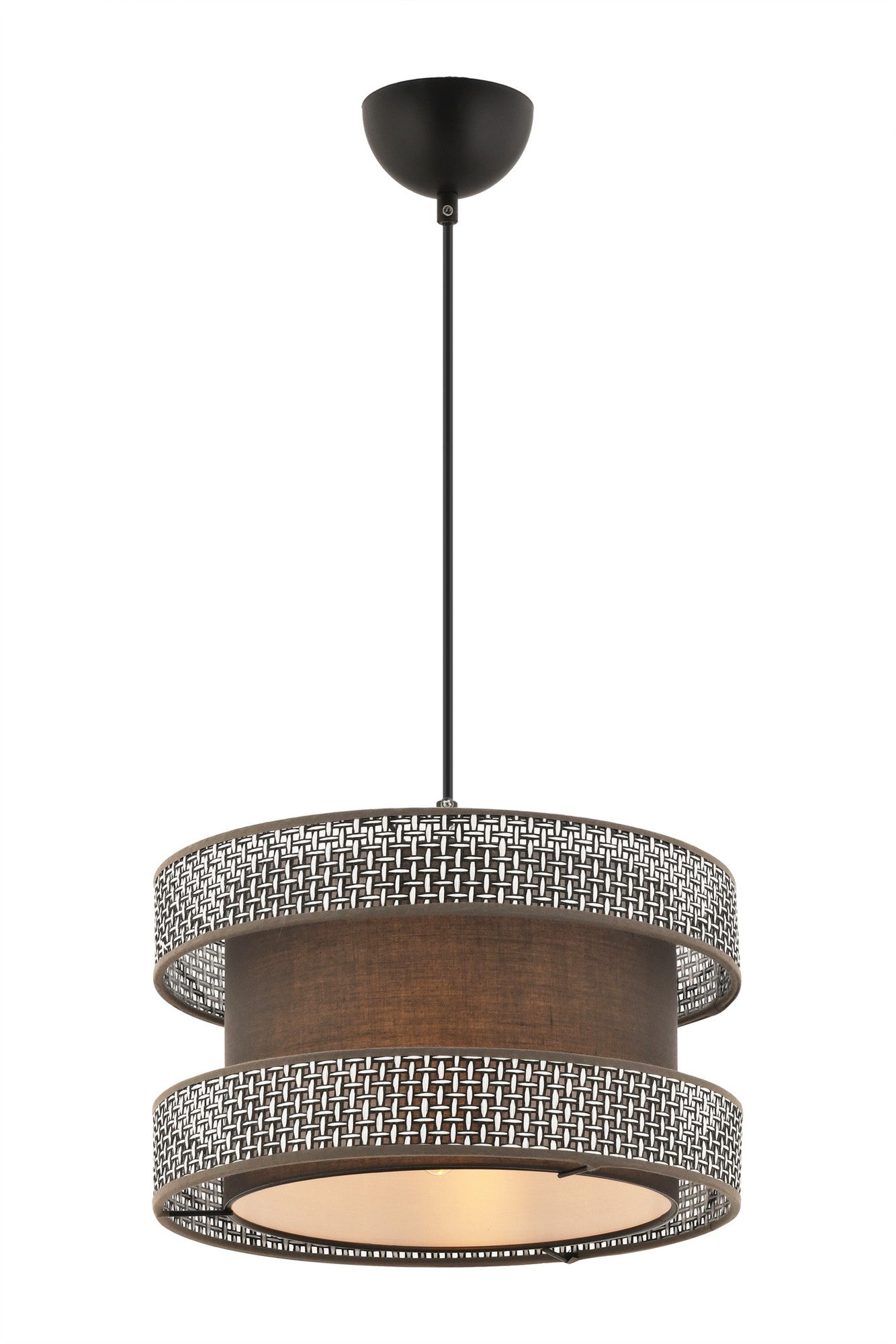 Candeeiro de Teto - 40 x 40 cm - Cinza e Antracite - Metal e Algodão